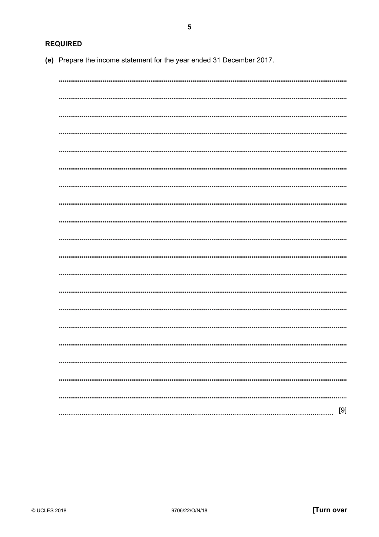 Cambridge A Level Accounting 9706 2018 Oct/Nov Paper 2 · Variant 2 question paper, page 5 of 20