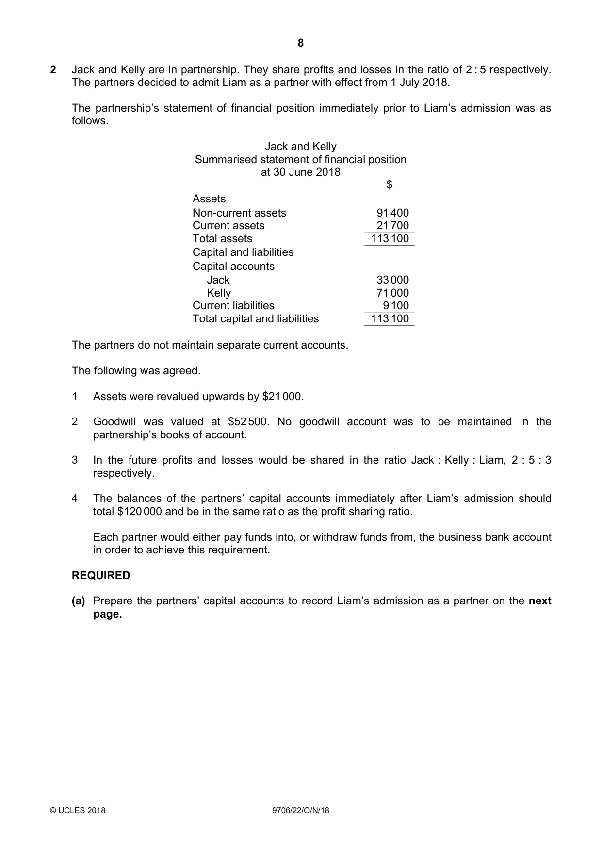 Cambridge A Level Accounting 9706 2018 Oct/Nov Paper 2 · Variant 2 question paper, page 8 of 20
