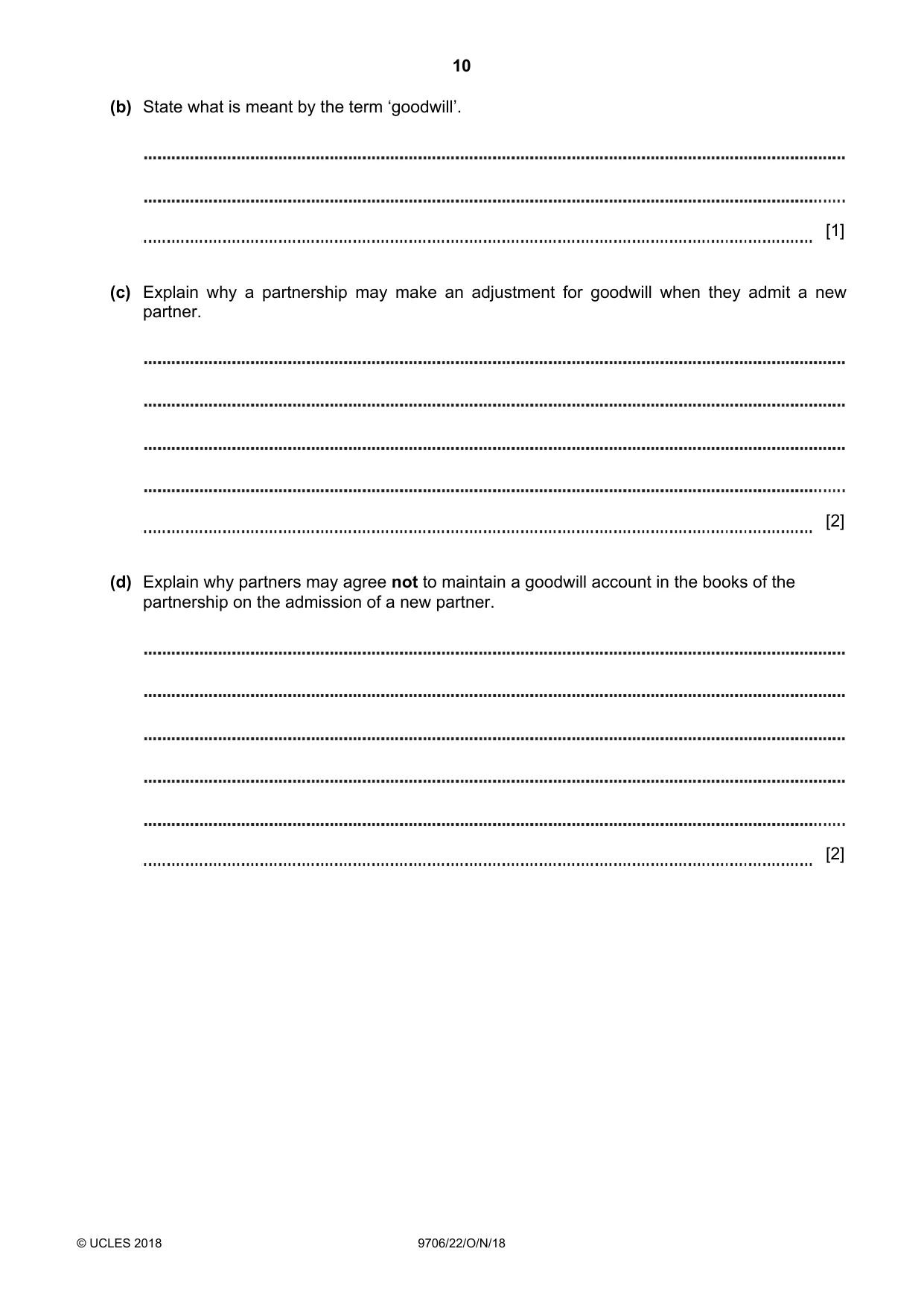 Cambridge A Level Accounting 9706 2018 Oct/Nov Paper 2 · Variant 2 question paper, page 10 of 20