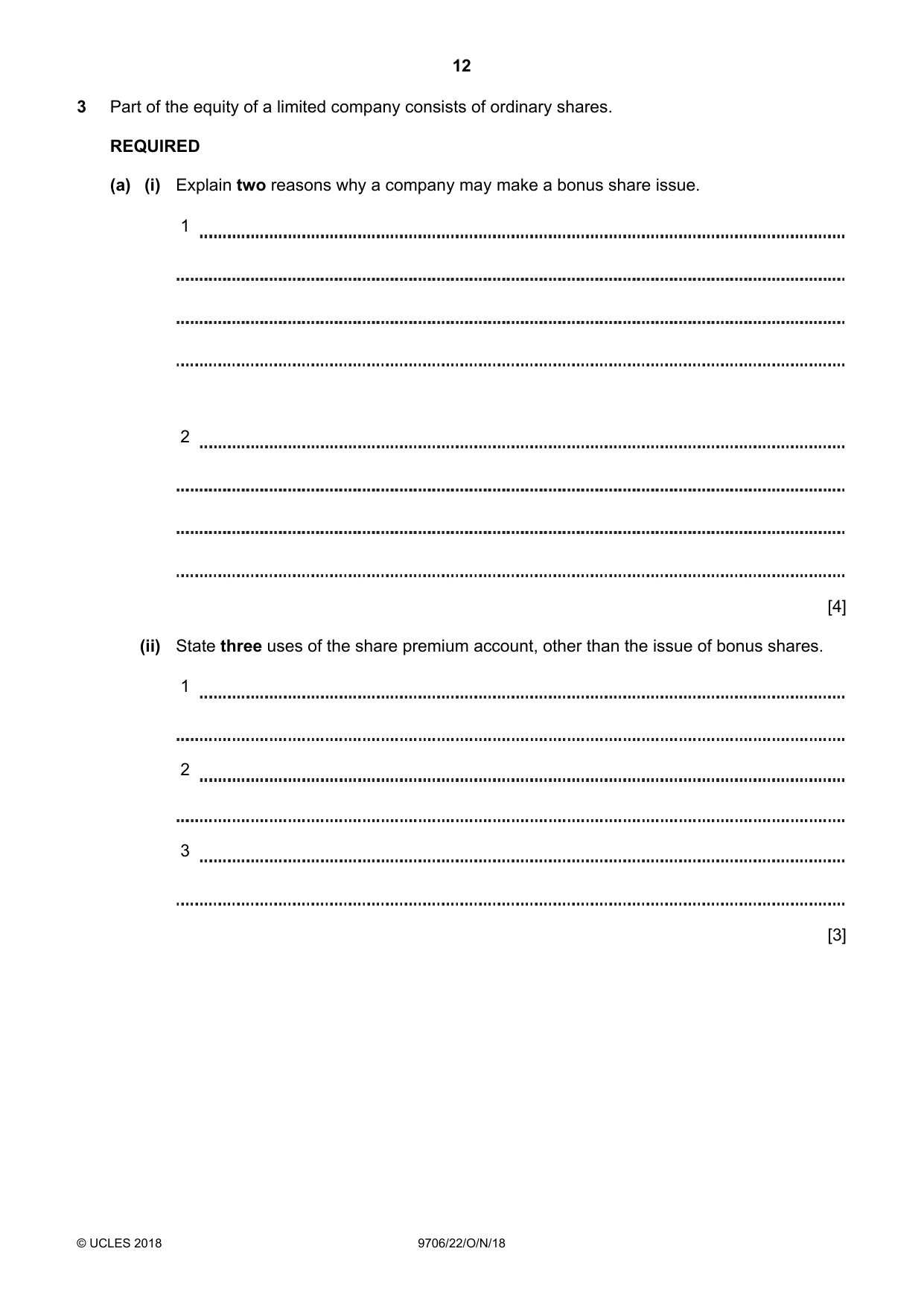 Cambridge A Level Accounting 9706 2018 Oct/Nov Paper 2 · Variant 2 question paper, page 12 of 20