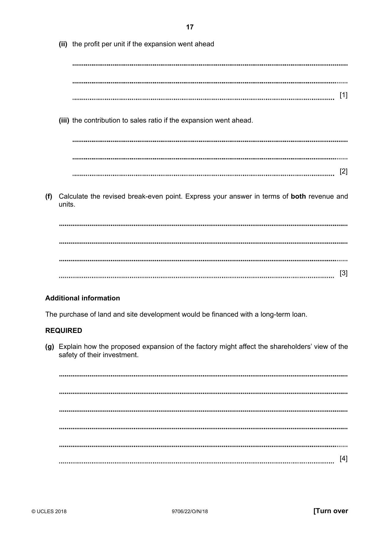 Cambridge A Level Accounting 9706 2018 Oct/Nov Paper 2 · Variant 2 question paper, page 17 of 20