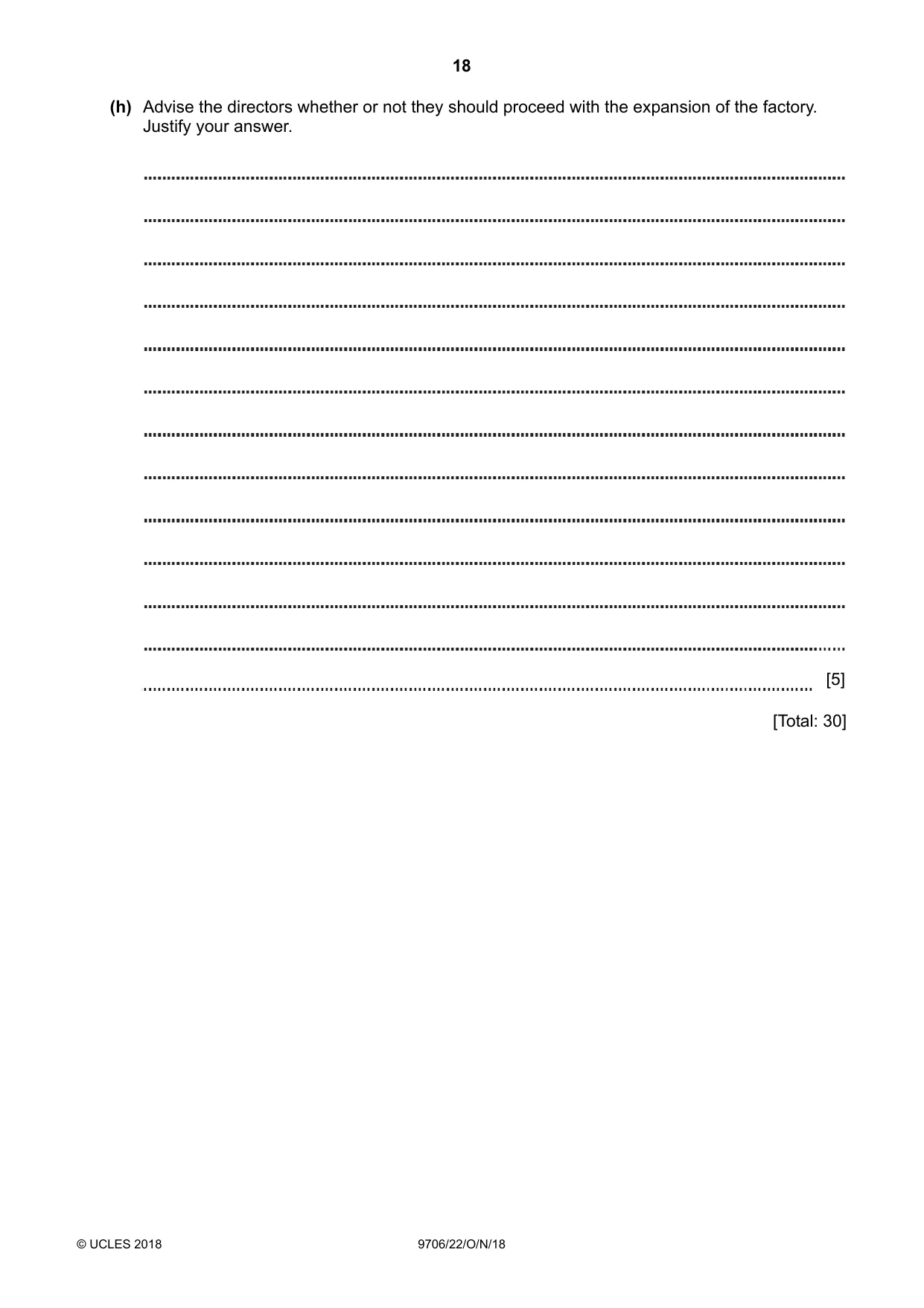 Cambridge A Level Accounting 9706 2018 Oct/Nov Paper 2 · Variant 2 question paper, page 18 of 20
