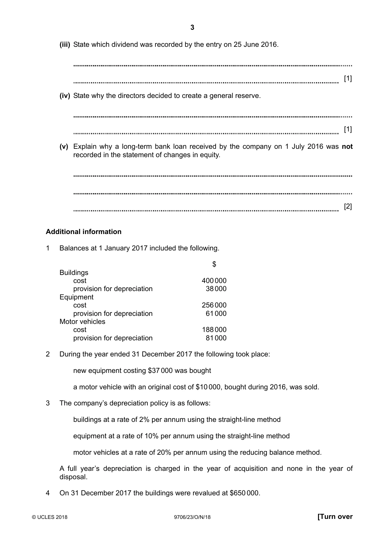 Cambridge A Level Accounting 9706 2018 Oct/Nov Paper 2 · Variant 3 question paper, page 3 of 20