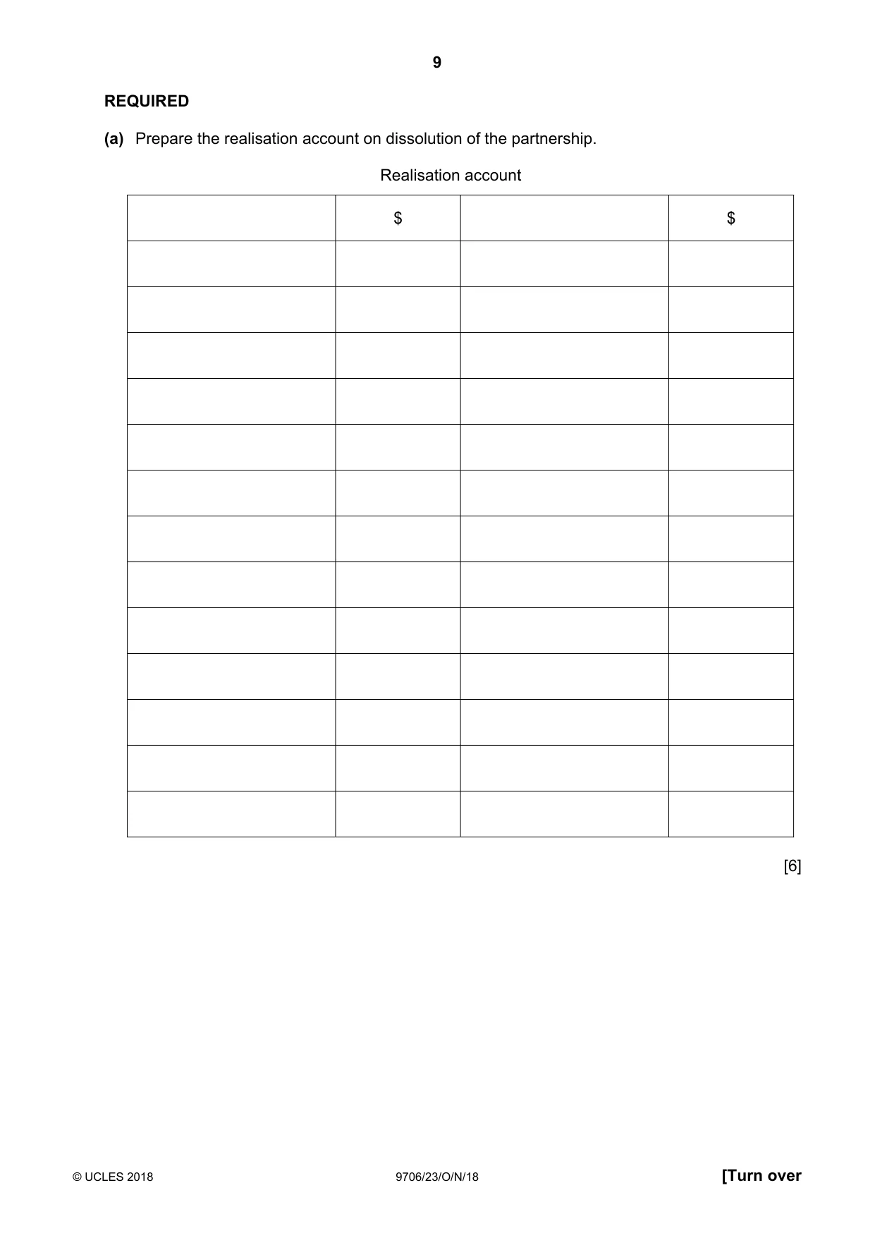 Cambridge A Level Accounting 9706 2018 Oct/Nov Paper 2 · Variant 3 question paper, page 9 of 20