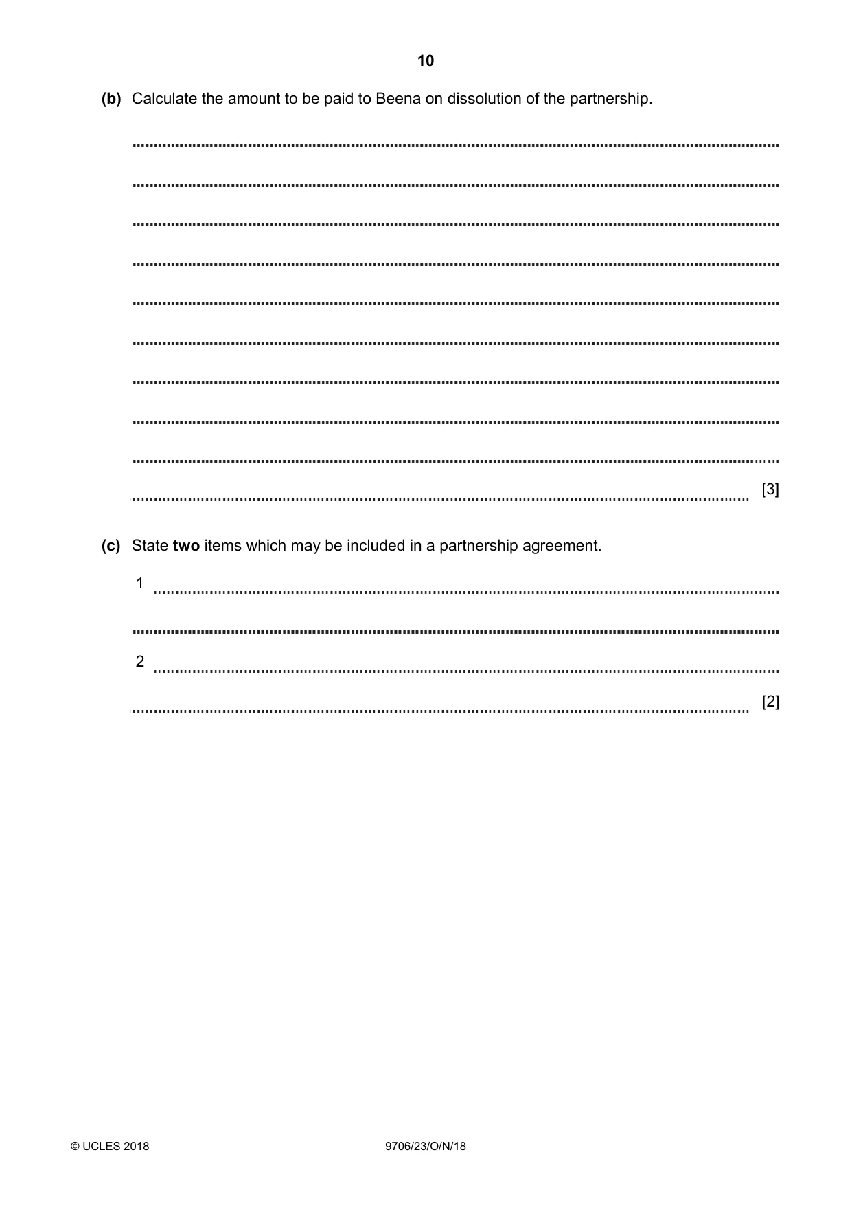 Cambridge A Level Accounting 9706 2018 Oct/Nov Paper 2 · Variant 3 question paper, page 10 of 20