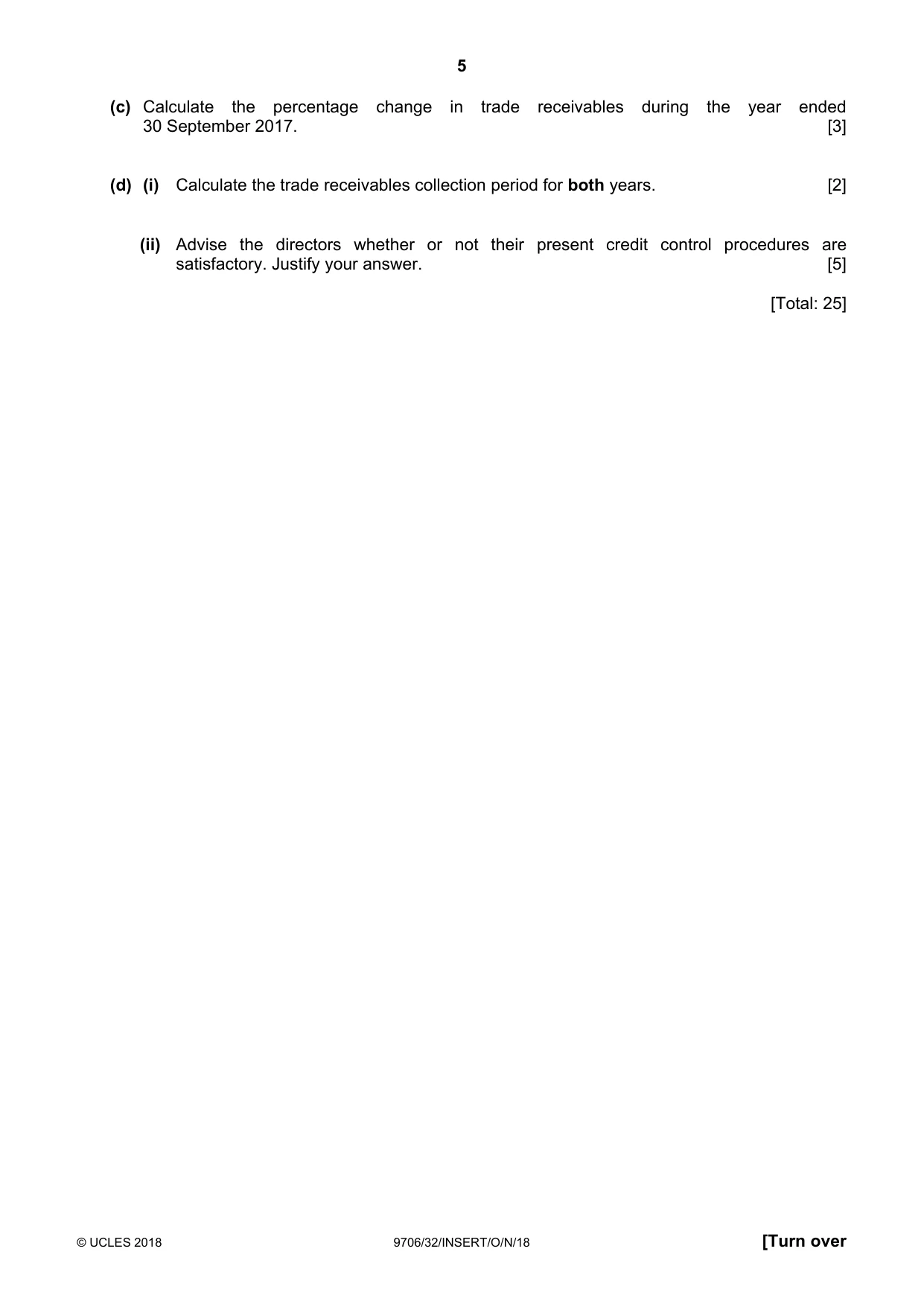 Cambridge A Level Accounting 9706 2018 Oct/Nov Paper 3 · Variant 2 question paper, page 5 of 12
