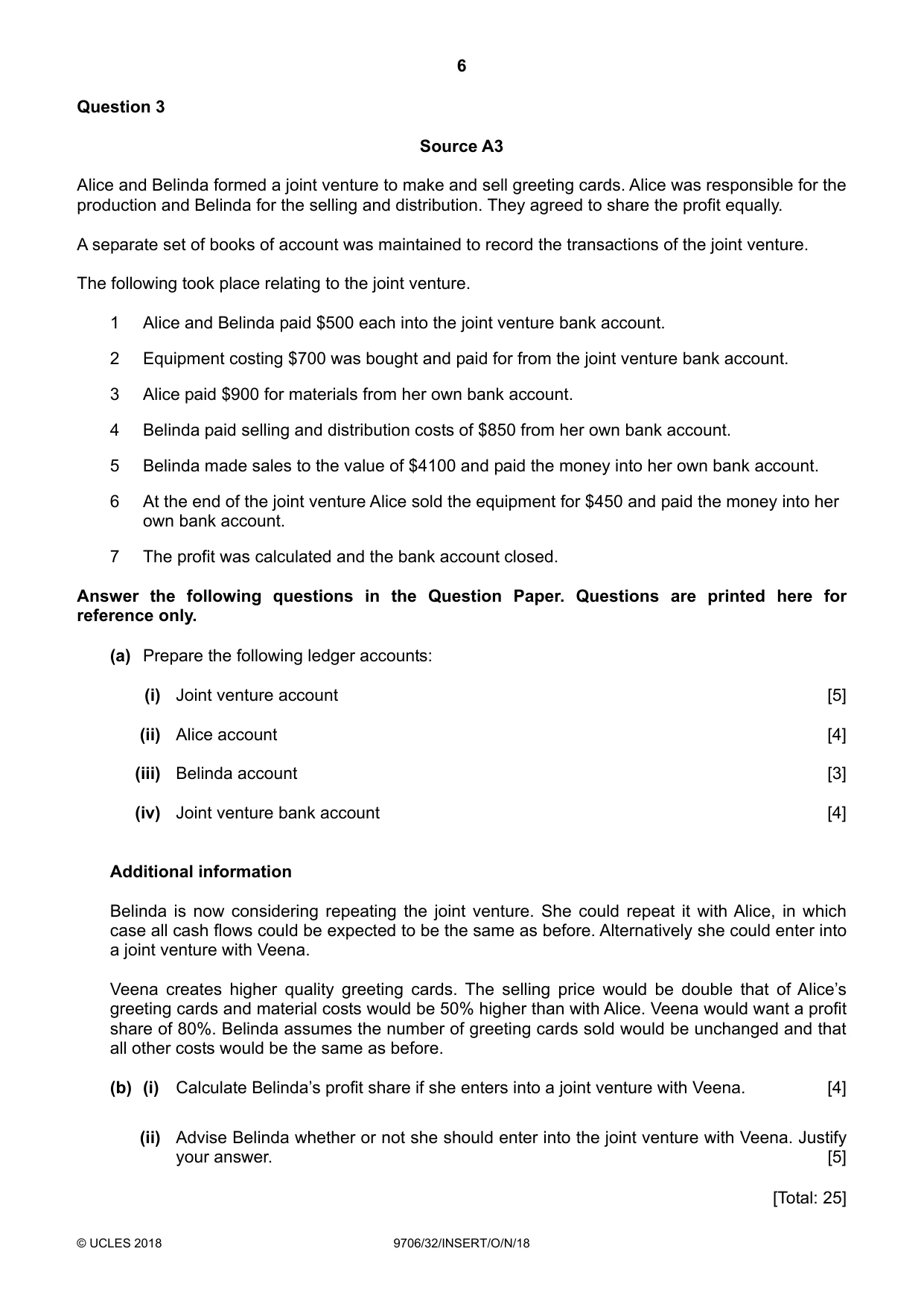 Cambridge A Level Accounting 9706 2018 Oct/Nov Paper 3 · Variant 2 question paper, page 6 of 12
