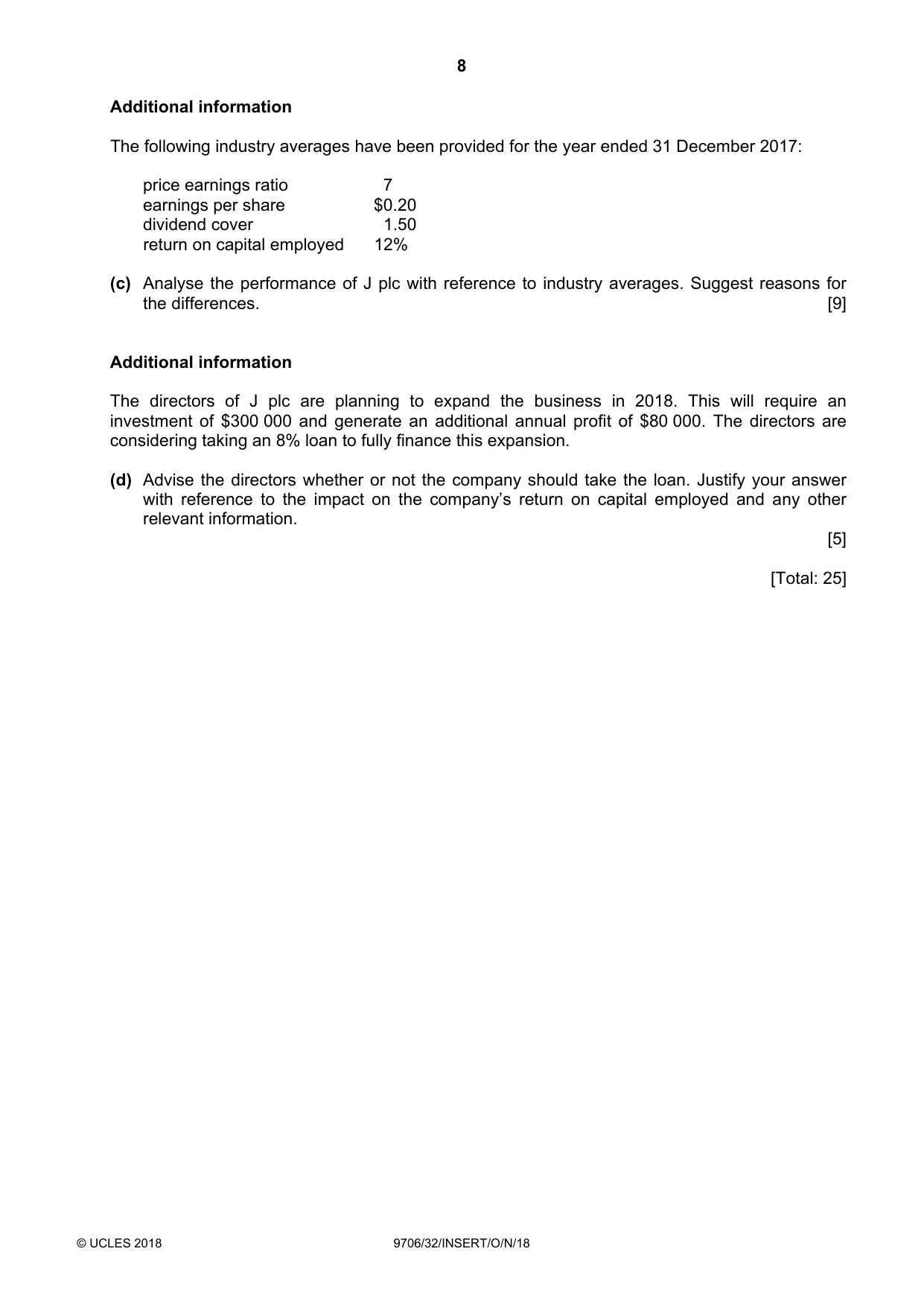 Cambridge A Level Accounting 9706 2018 Oct/Nov Paper 3 · Variant 2 question paper, page 8 of 12