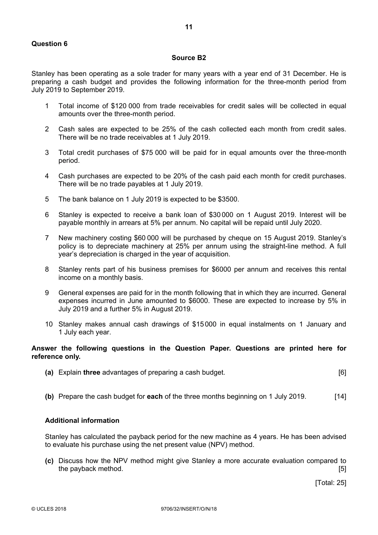 Cambridge A Level Accounting 9706 2018 Oct/Nov Paper 3 · Variant 2 question paper, page 11 of 12