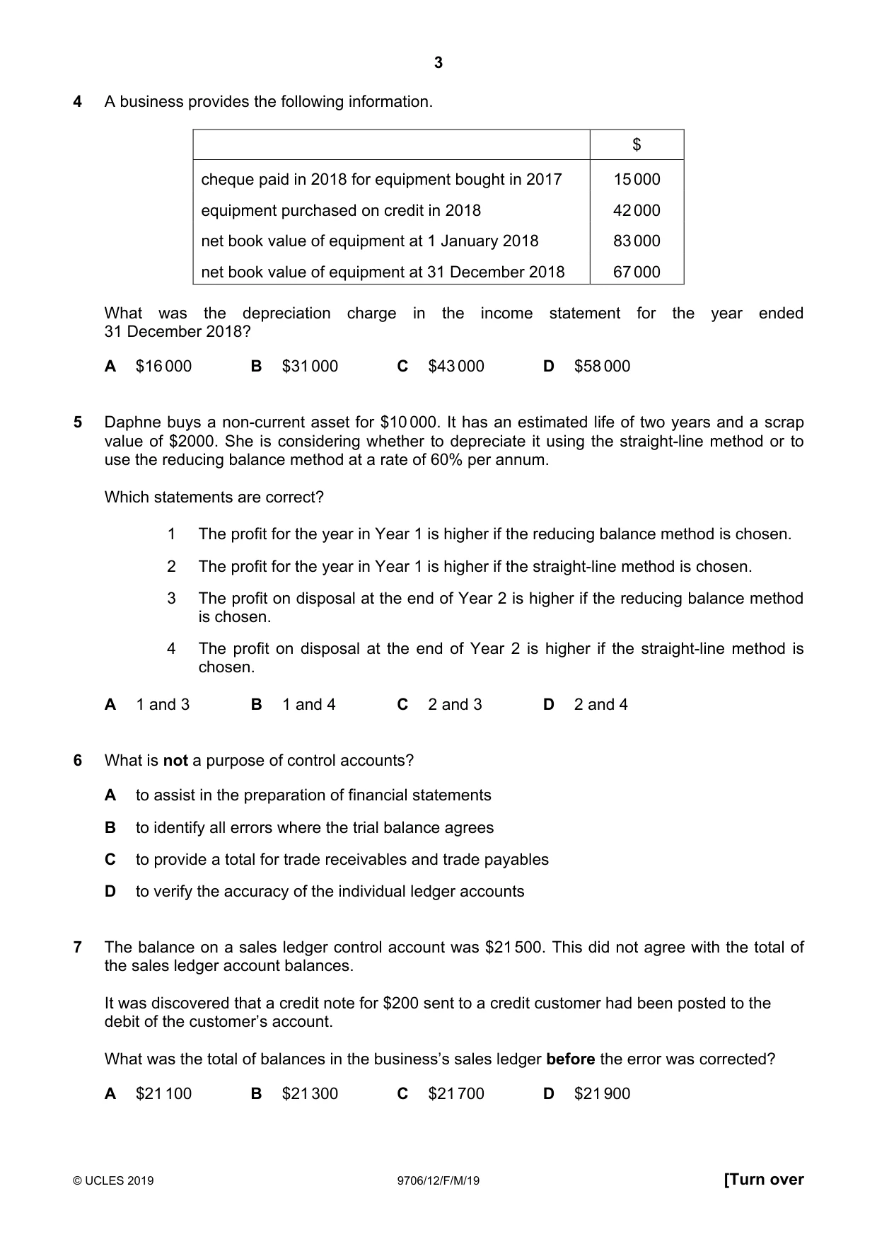 Cambridge A Level Accounting 9706 2019 Feb/March Paper 1 · Variant 2 question paper, page 3 of 12