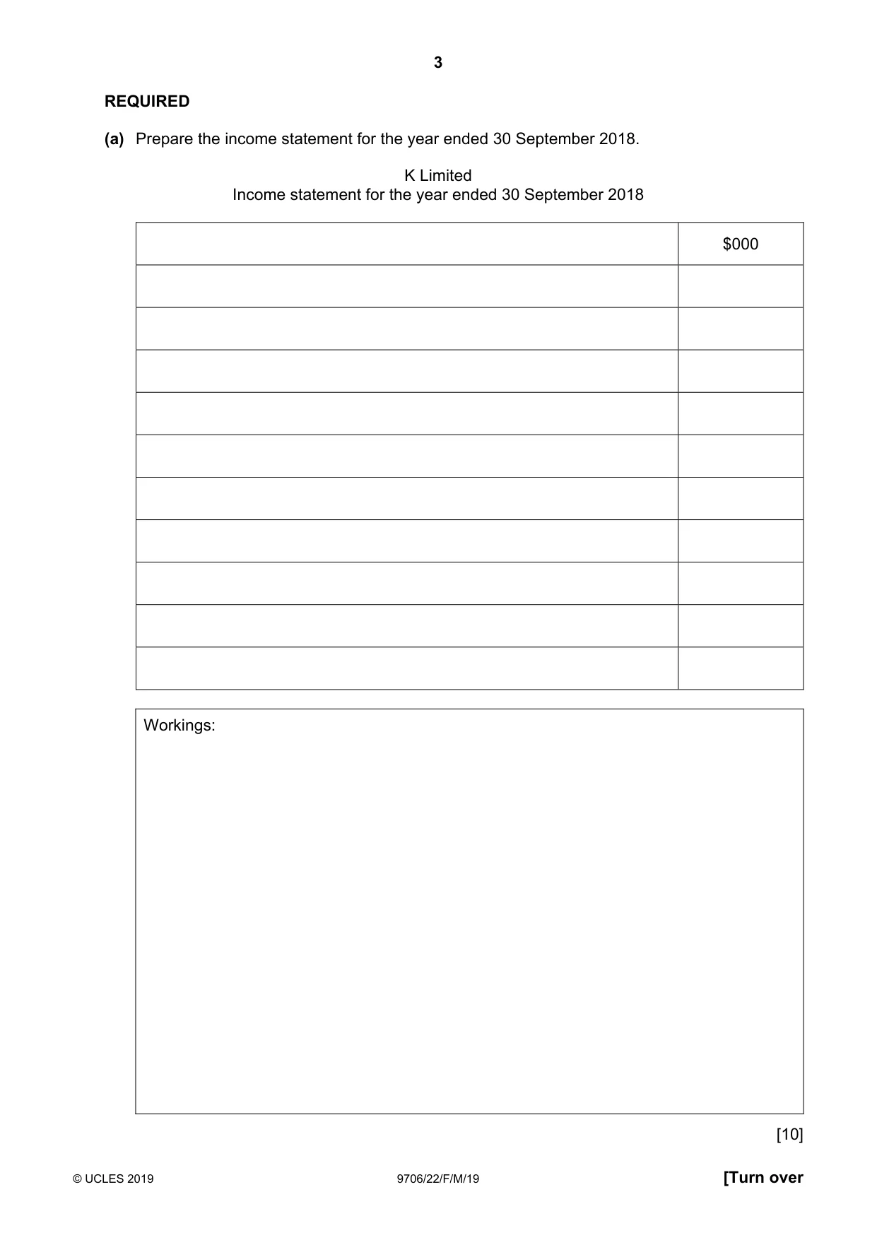 Cambridge A Level Accounting 9706 2019 Feb/March Paper 2 · Variant 2 question paper, page 3 of 20