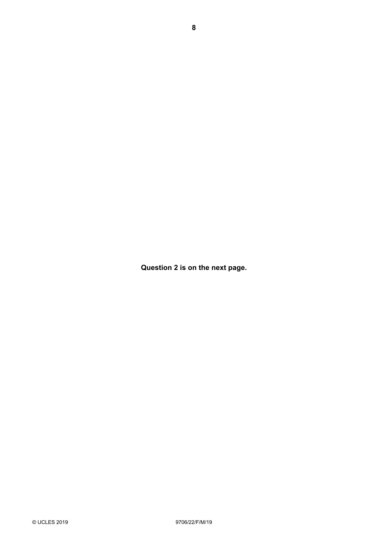 Cambridge A Level Accounting 9706 2019 Feb/March Paper 2 · Variant 2 question paper, page 8 of 20