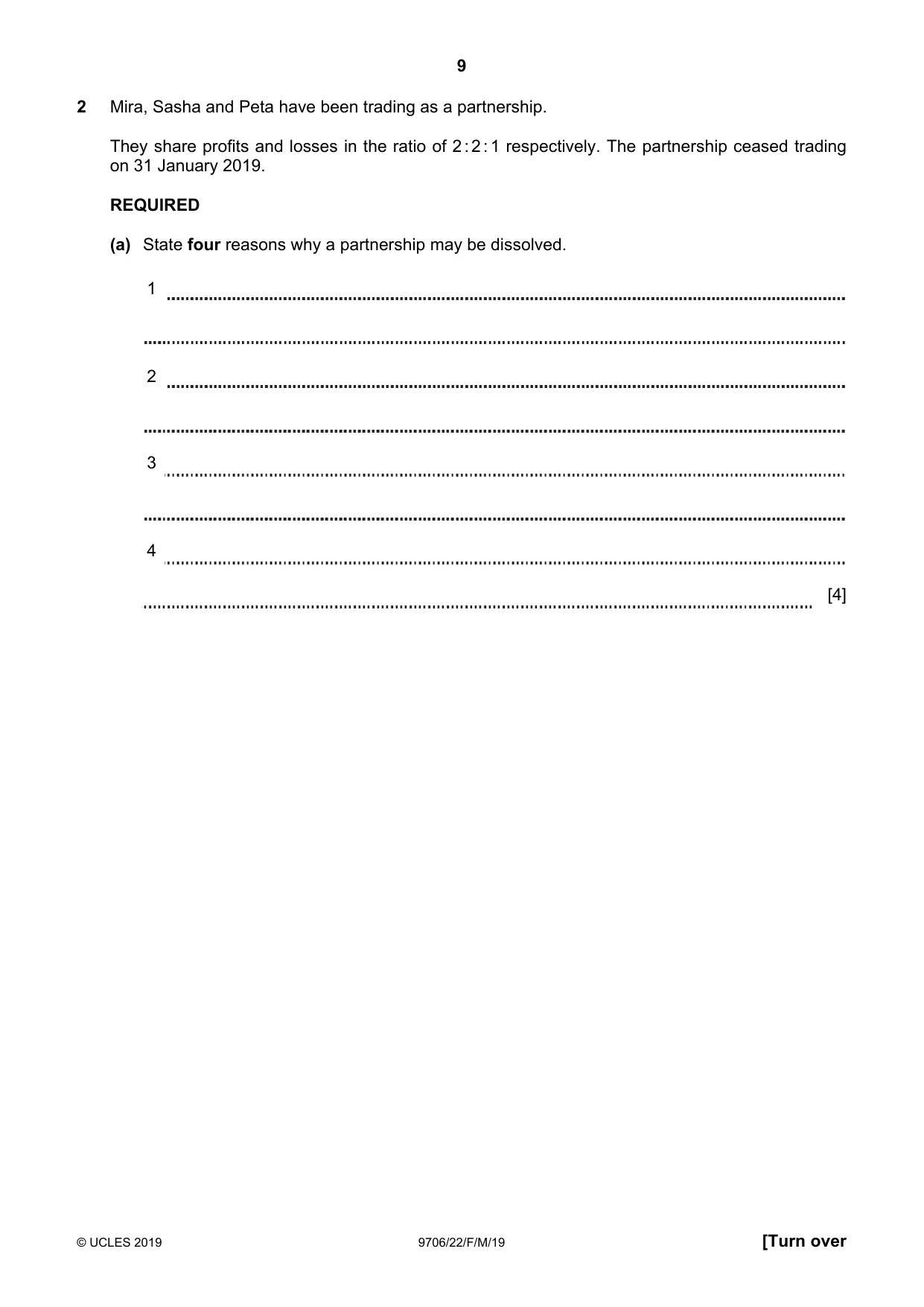 Cambridge A Level Accounting 9706 2019 Feb/March Paper 2 · Variant 2 question paper, page 9 of 20