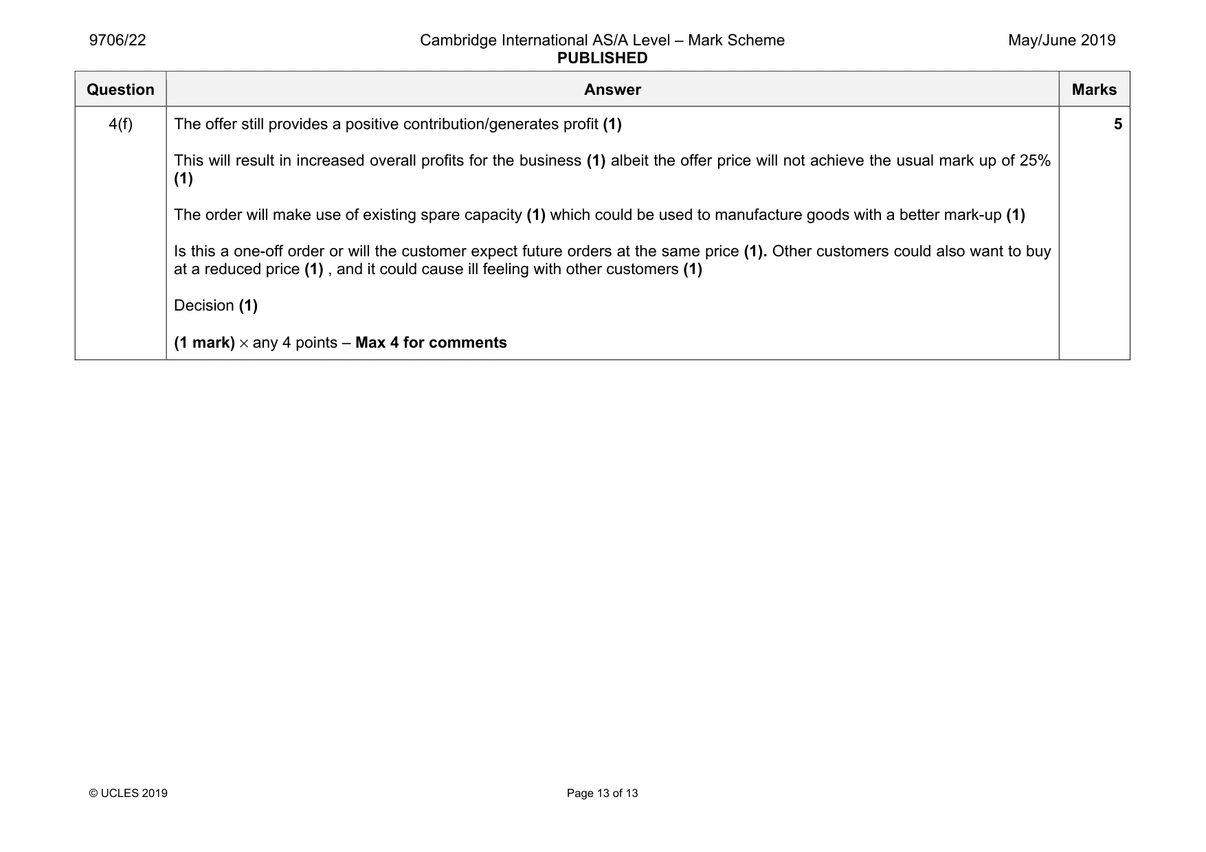 Mark scheme, page 13 of 13