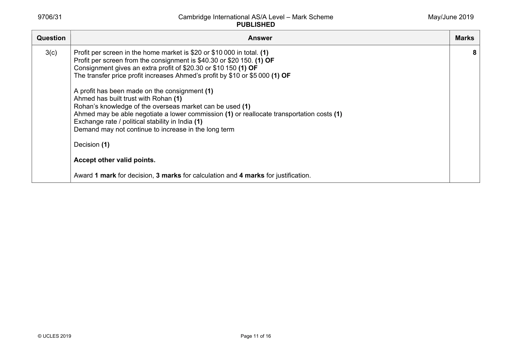 Mark scheme, page 11 of 16