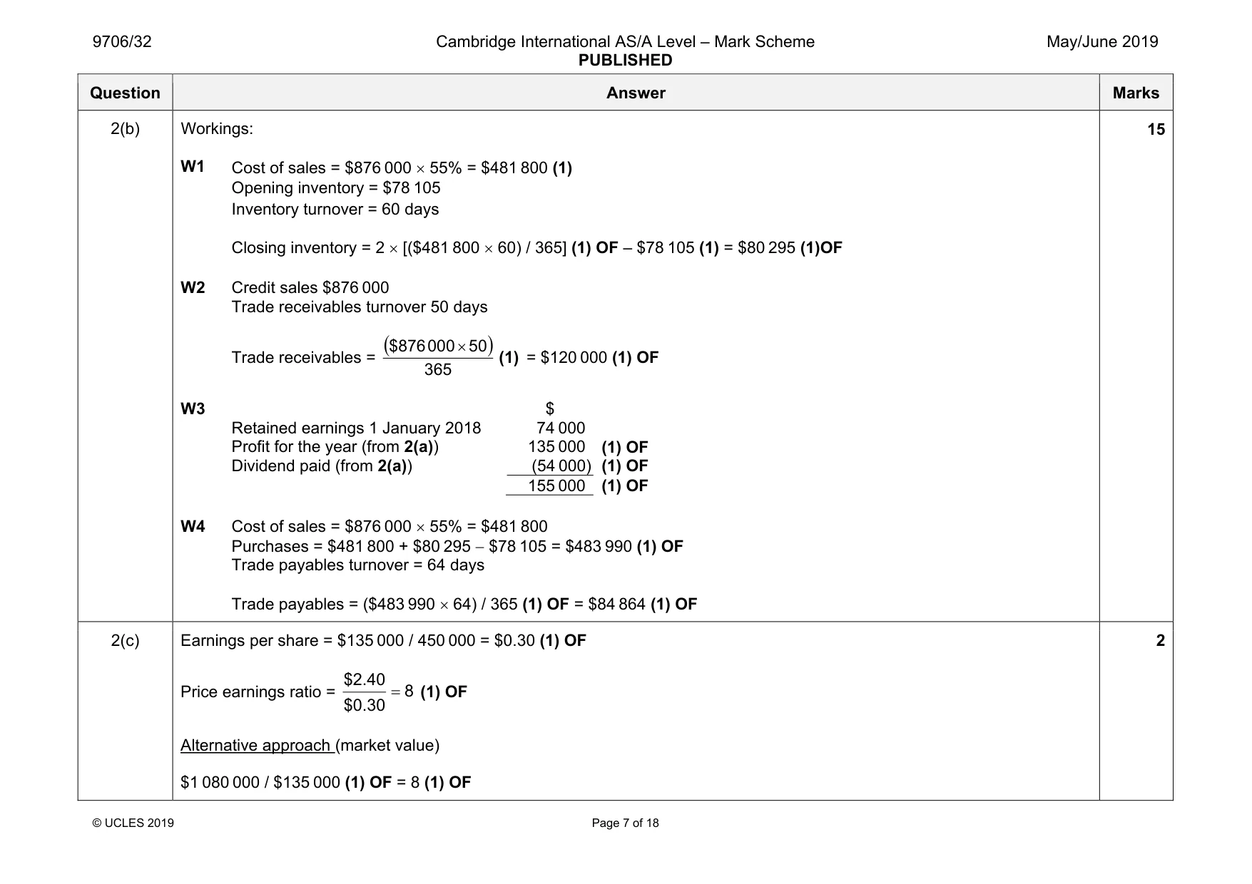 Mark scheme, page 7 of 18