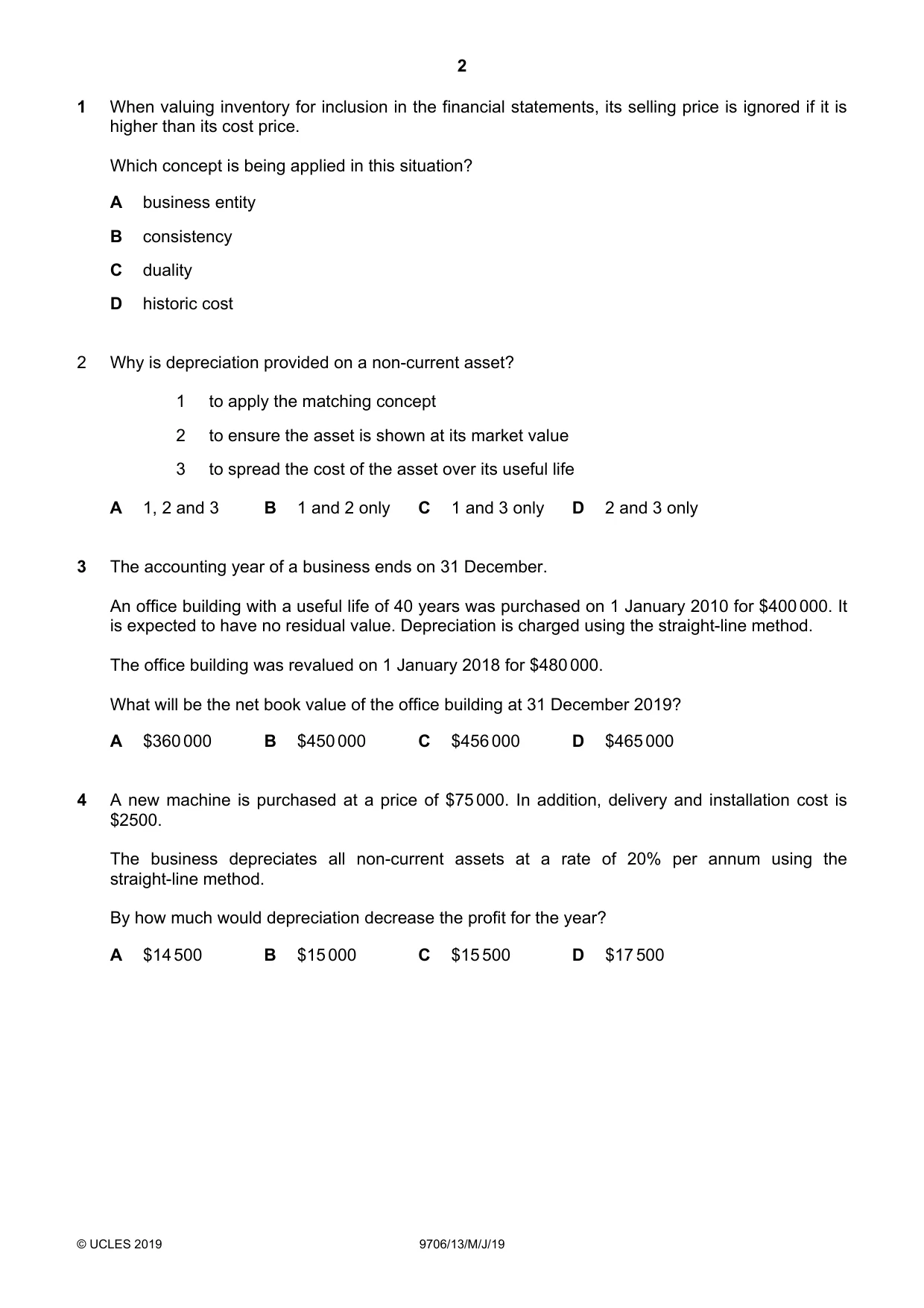 Cambridge A Level Accounting 9706 2019 May/June Paper 1 · Variant 3 question paper, page 2 of 12