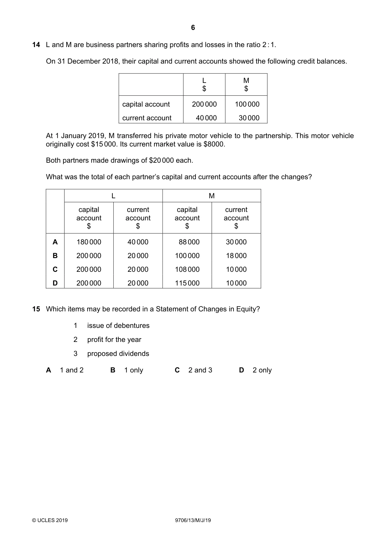 Cambridge A Level Accounting 9706 2019 May/June Paper 1 · Variant 3 question paper, page 6 of 12