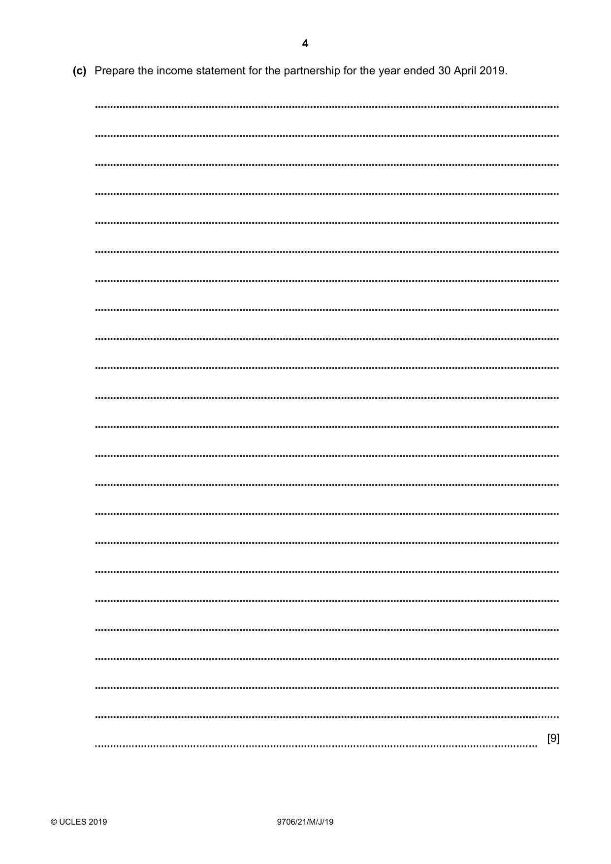Cambridge A Level Accounting 9706 2019 May/June Paper 2 · Variant 1 question paper, page 4 of 20