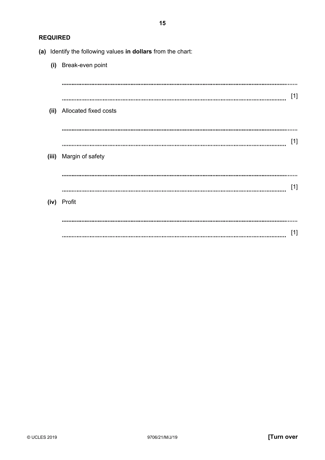Cambridge A Level Accounting 9706 2019 May/June Paper 2 · Variant 1 question paper, page 15 of 20