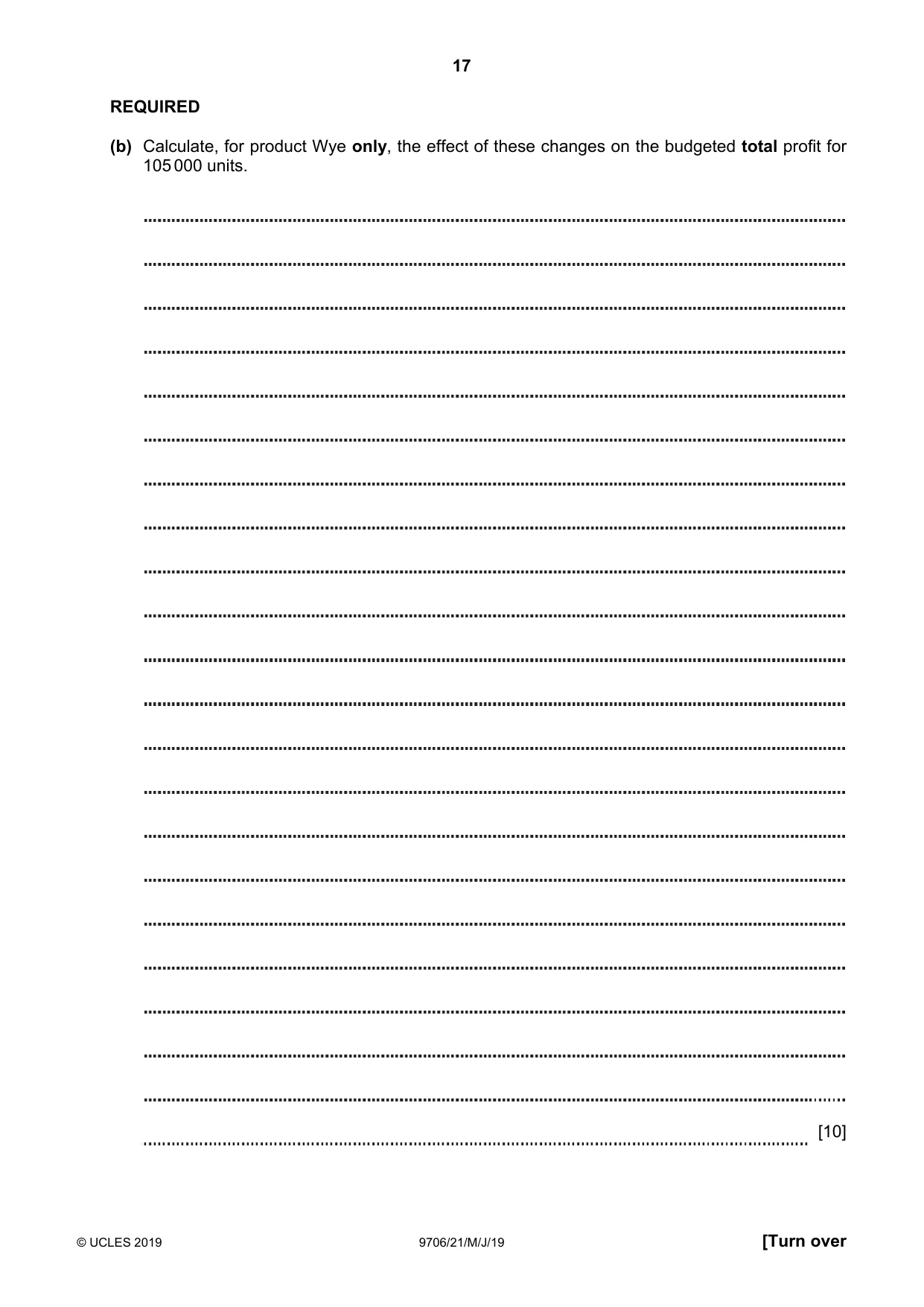 Cambridge A Level Accounting 9706 2019 May/June Paper 2 · Variant 1 question paper, page 17 of 20