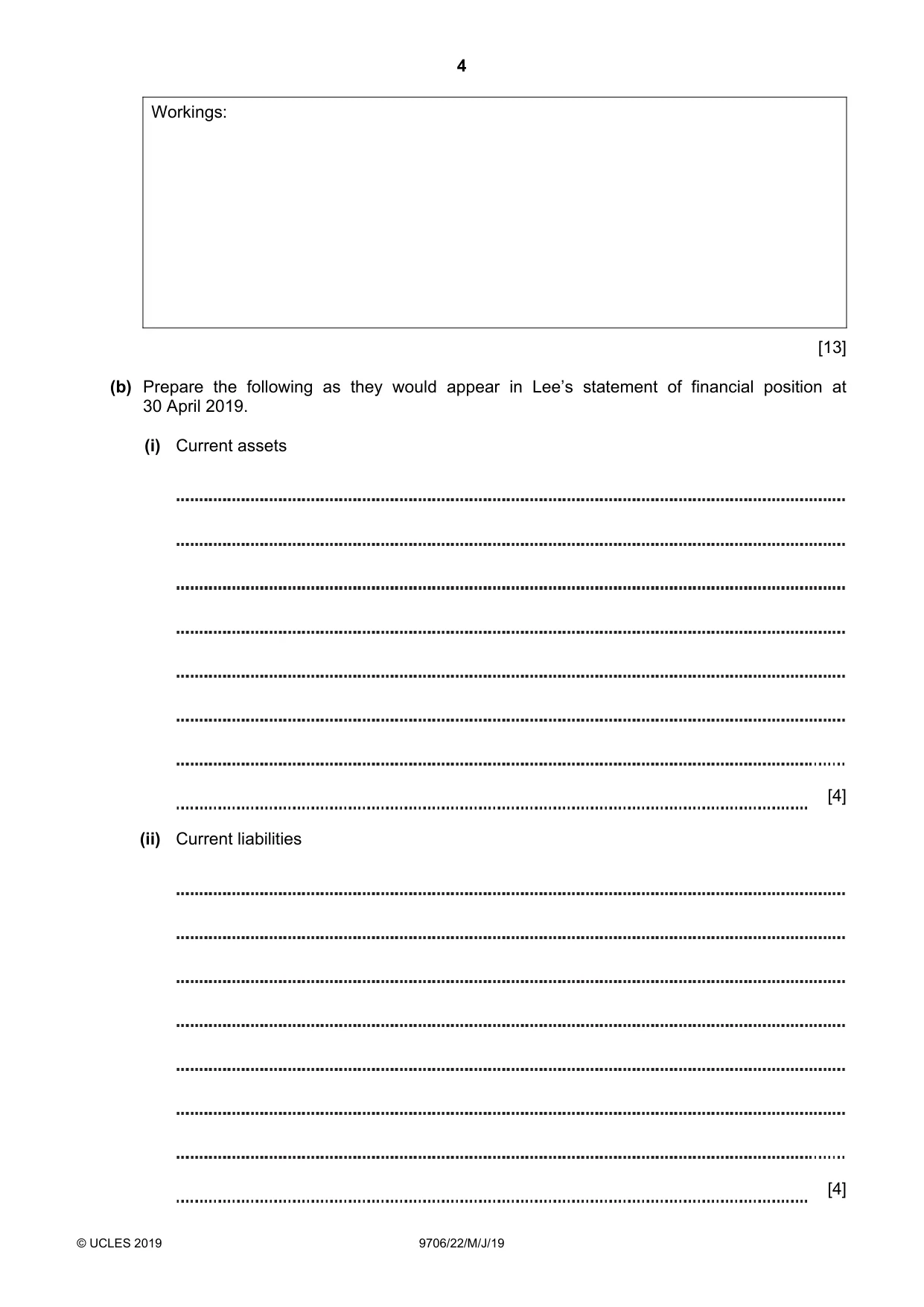 Cambridge A Level Accounting 9706 2019 May/June Paper 2 · Variant 2 question paper, page 4 of 20