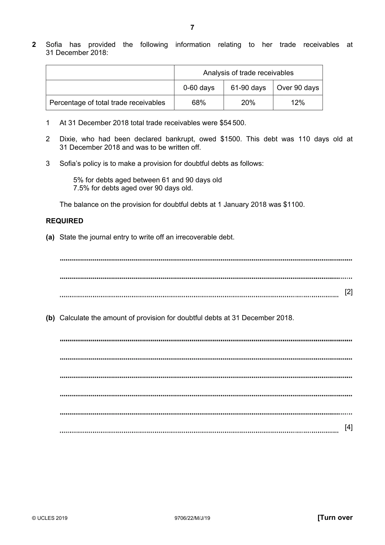 Cambridge A Level Accounting 9706 2019 May/June Paper 2 · Variant 2 question paper, page 7 of 20