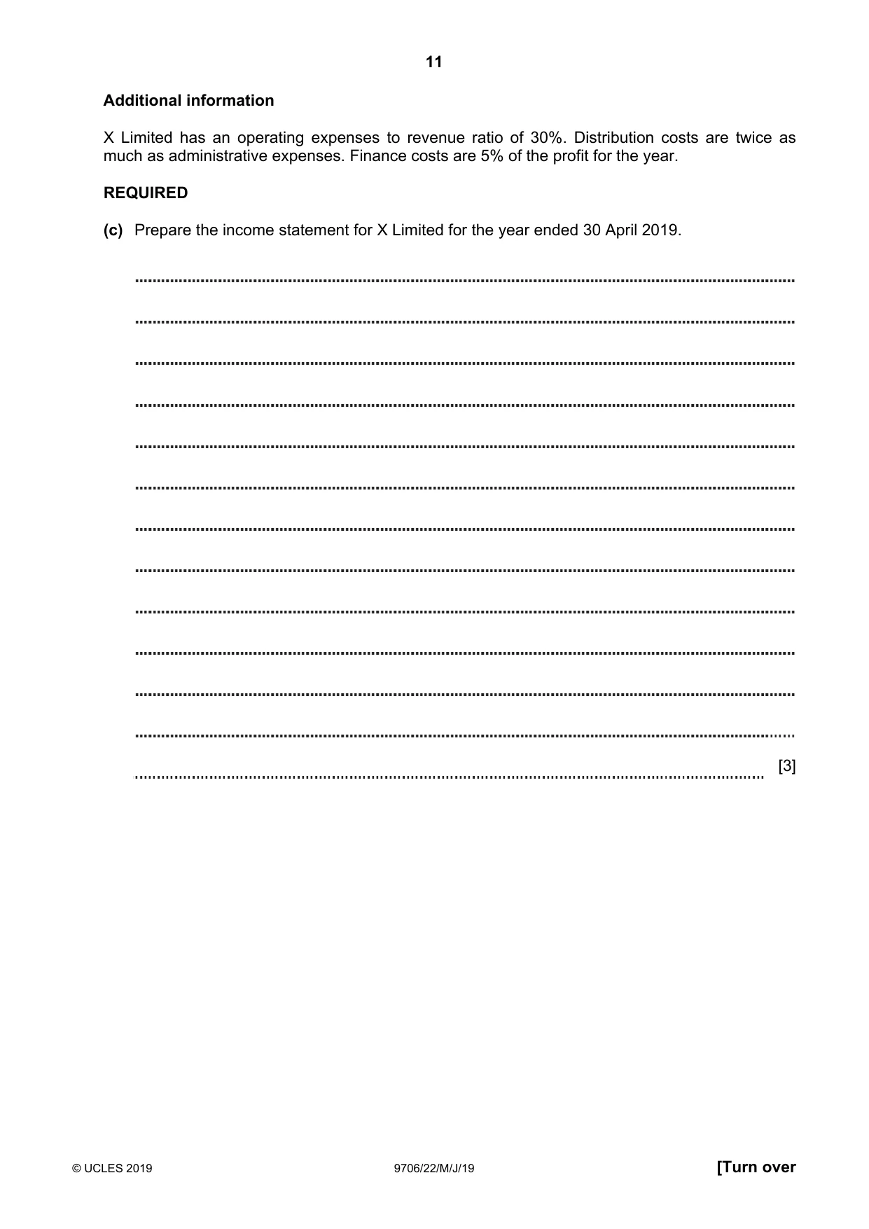 Cambridge A Level Accounting 9706 2019 May/June Paper 2 · Variant 2 question paper, page 11 of 20