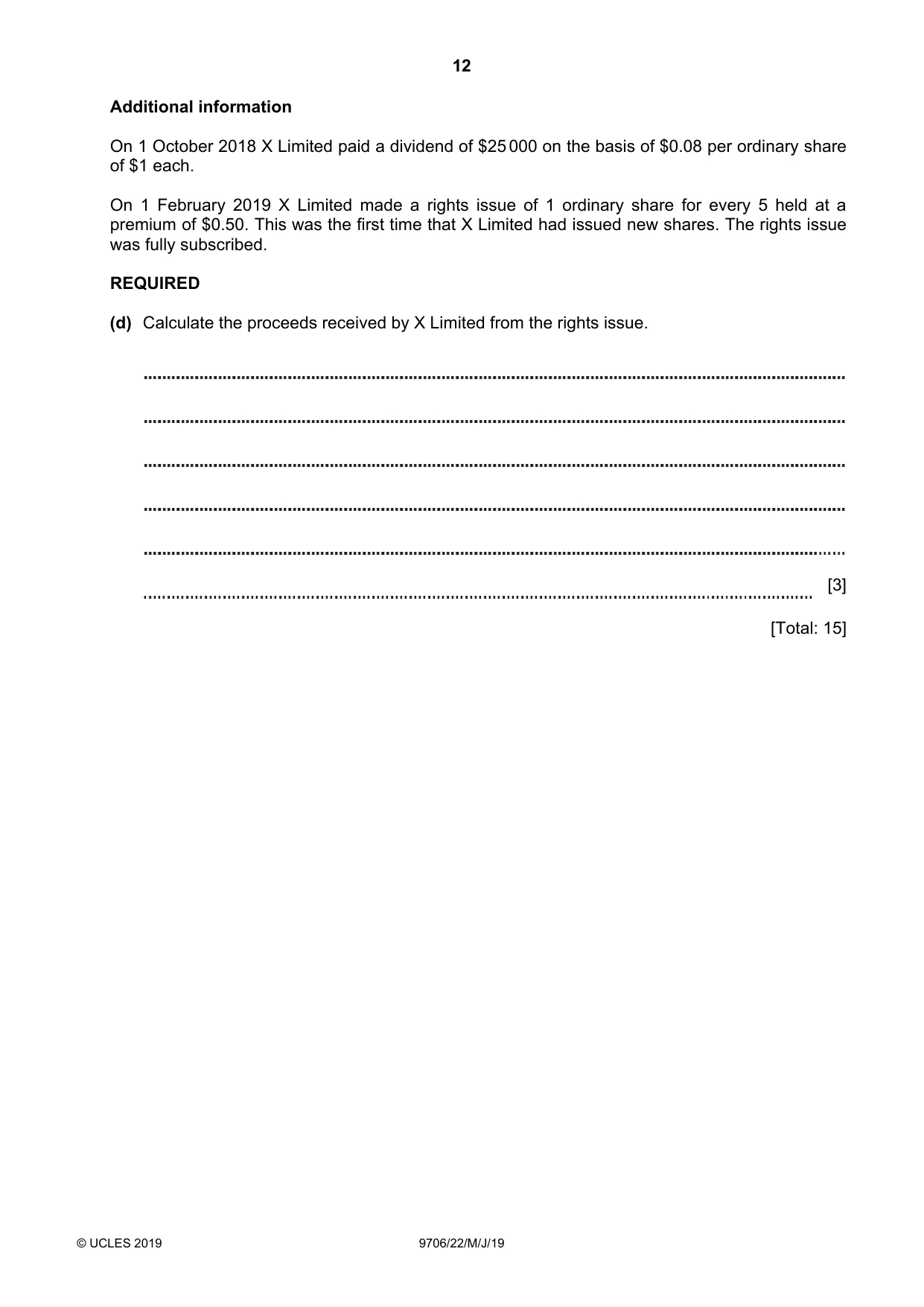 Cambridge A Level Accounting 9706 2019 May/June Paper 2 · Variant 2 question paper, page 12 of 20