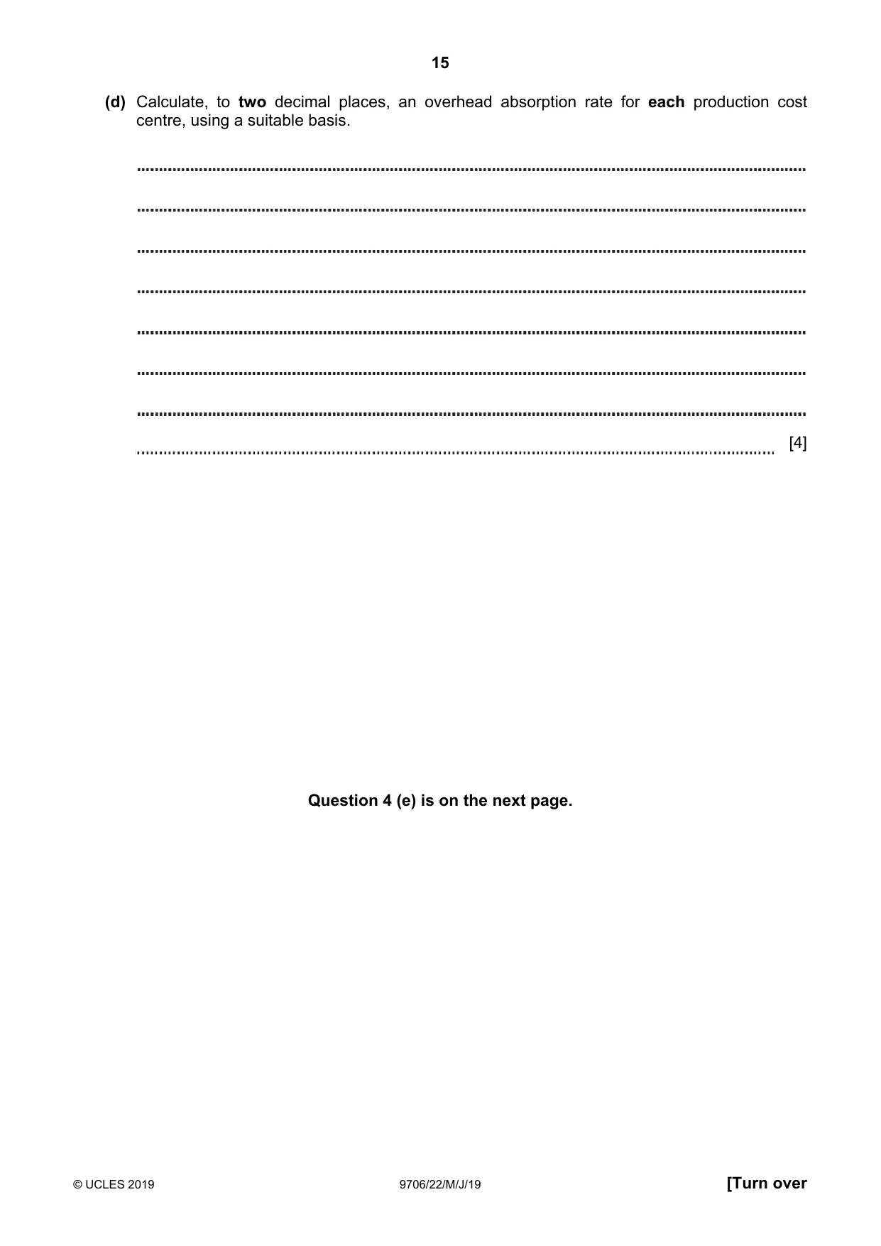 Cambridge A Level Accounting 9706 2019 May/June Paper 2 · Variant 2 question paper, page 15 of 20