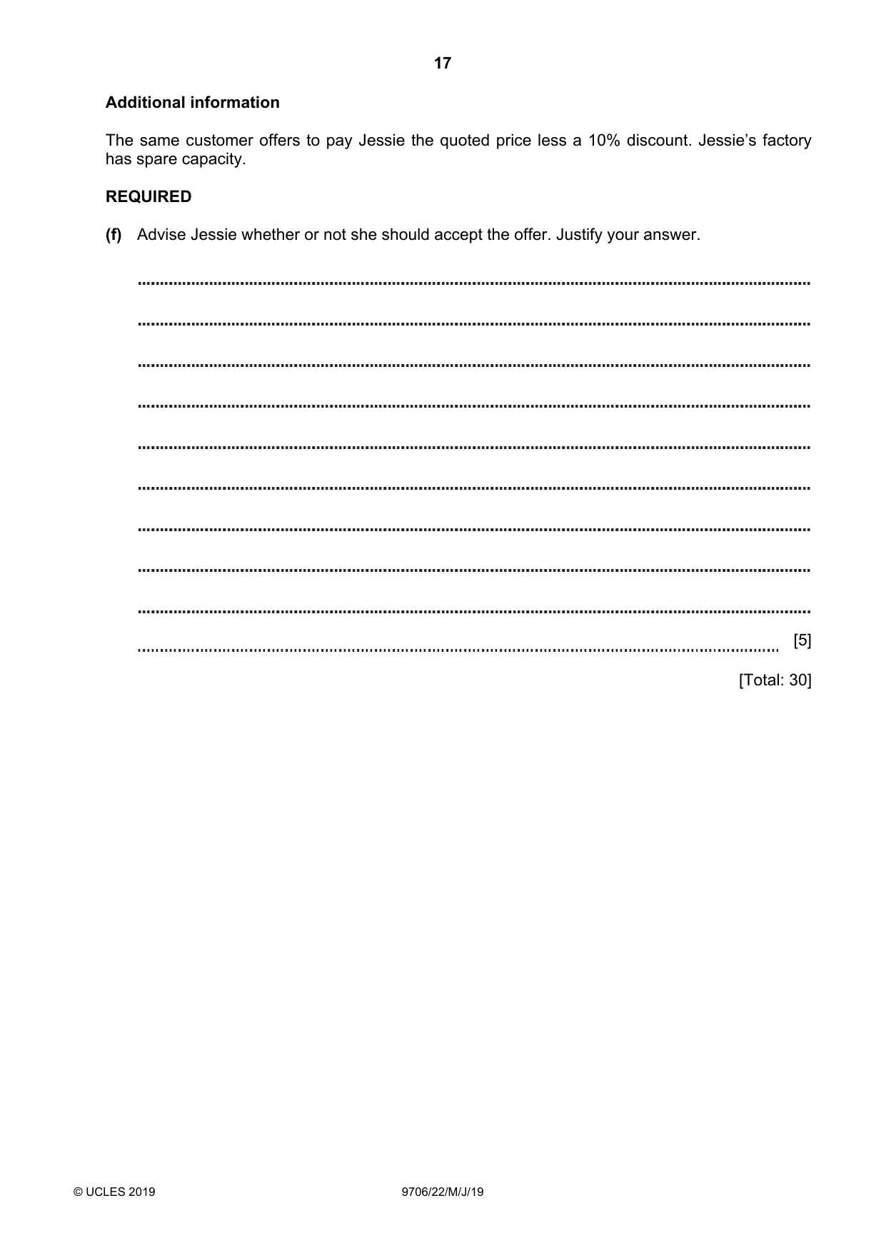 Cambridge A Level Accounting 9706 2019 May/June Paper 2 · Variant 2 question paper, page 17 of 20