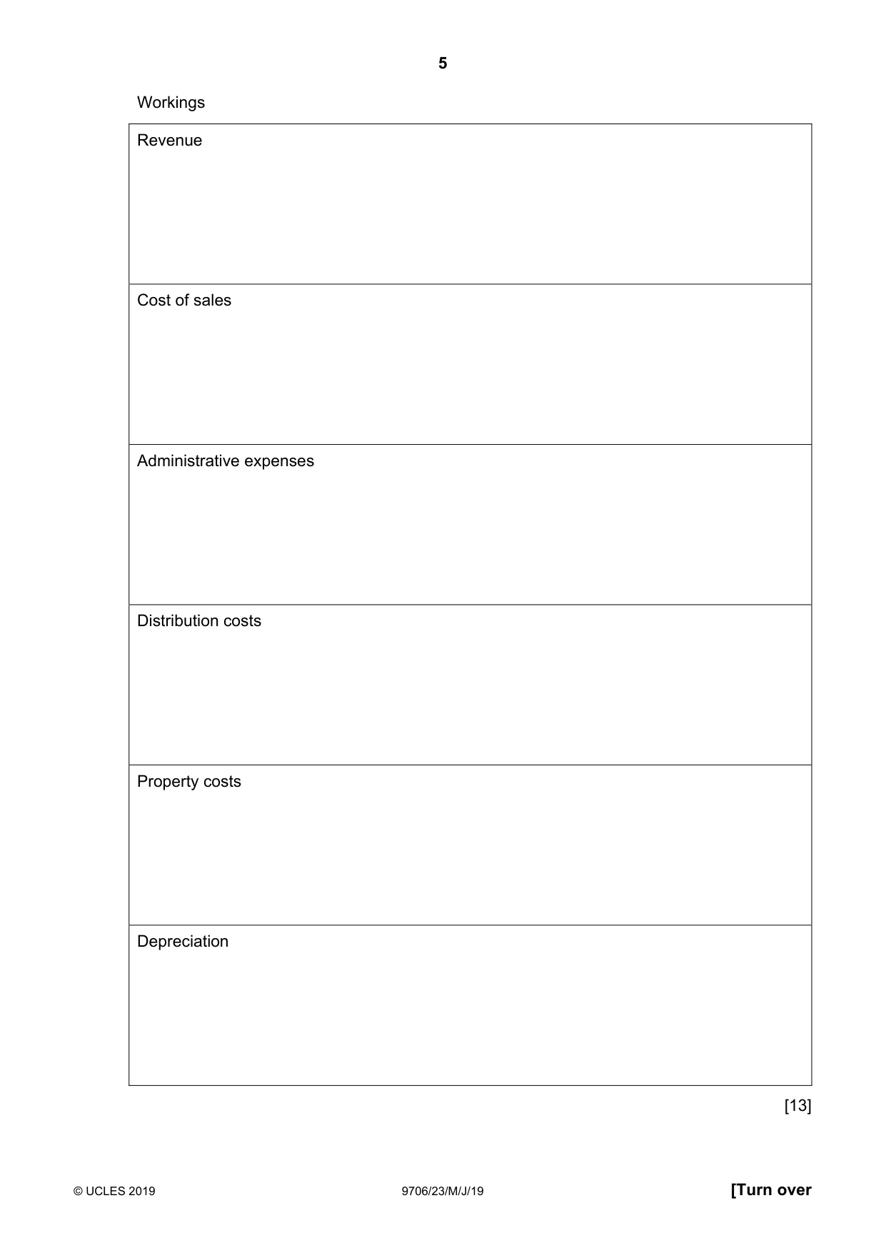 Cambridge A Level Accounting 9706 2019 May/June Paper 2 · Variant 3 question paper, page 5 of 24