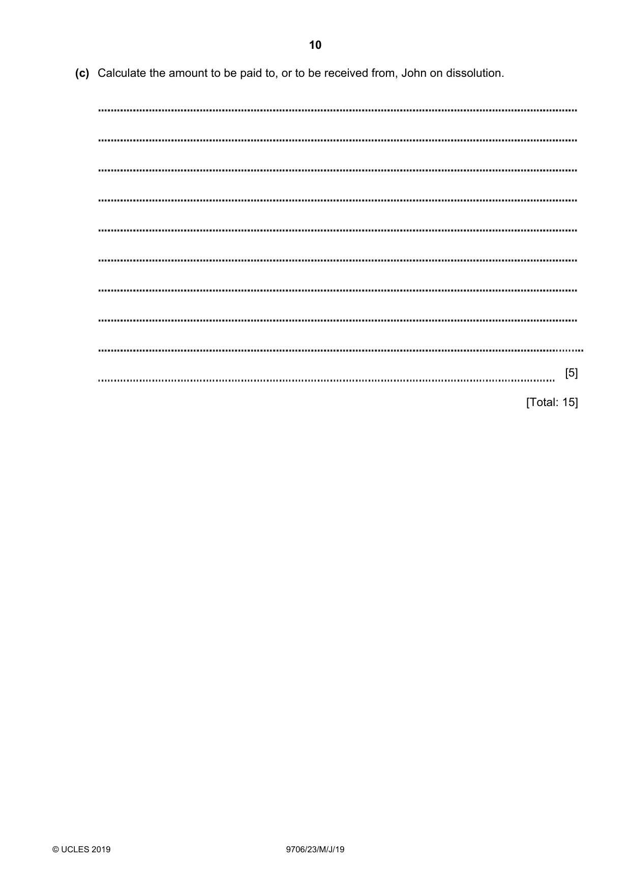 Cambridge A Level Accounting 9706 2019 May/June Paper 2 · Variant 3 question paper, page 10 of 24