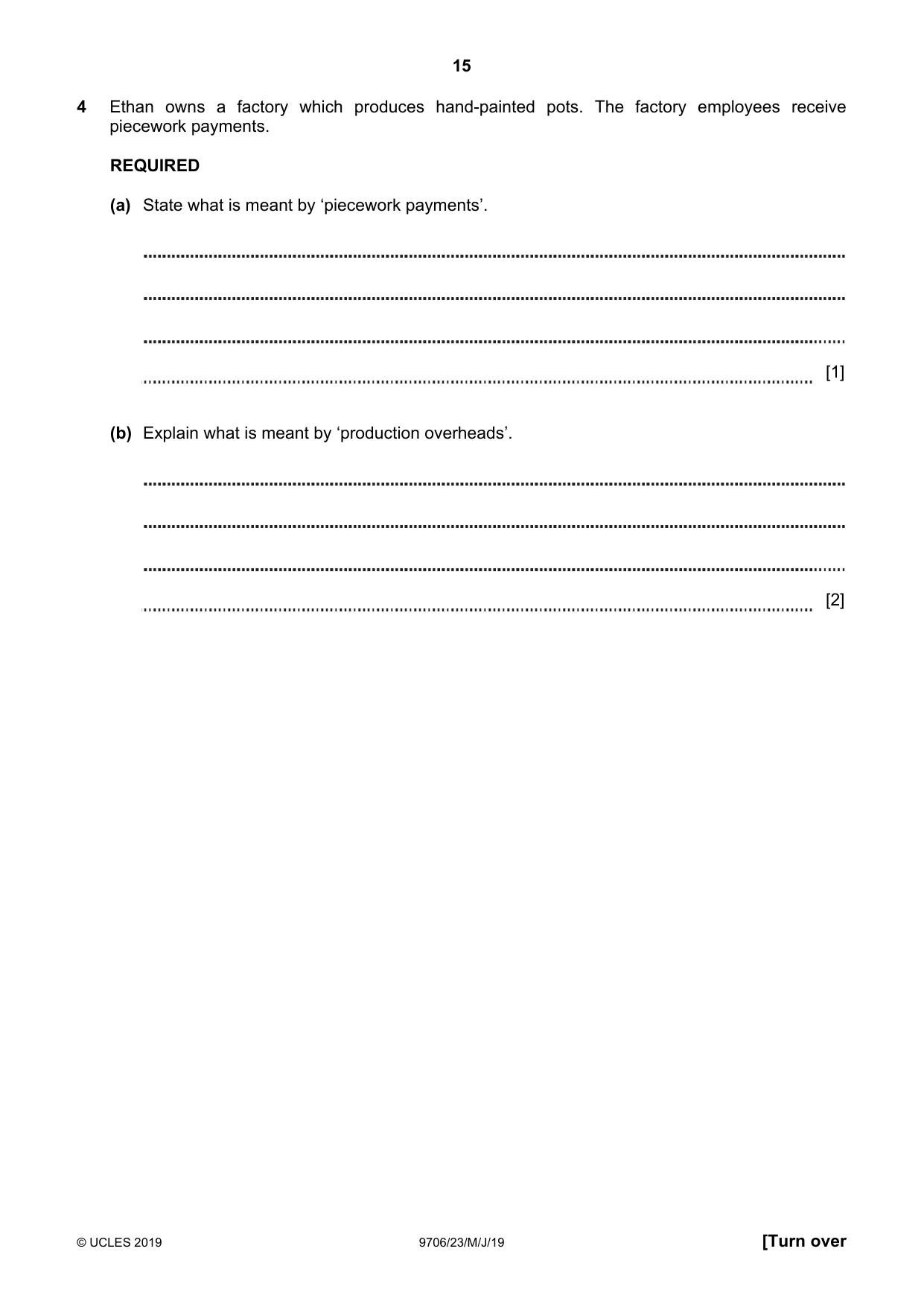 Cambridge A Level Accounting 9706 2019 May/June Paper 2 · Variant 3 question paper, page 15 of 24