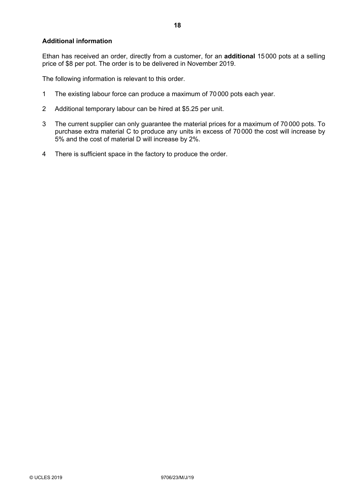 Cambridge A Level Accounting 9706 2019 May/June Paper 2 · Variant 3 question paper, page 18 of 24