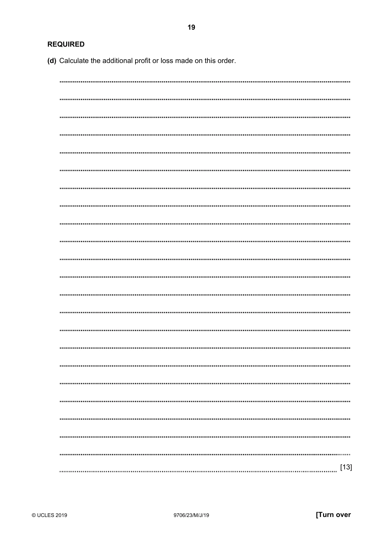 Cambridge A Level Accounting 9706 2019 May/June Paper 2 · Variant 3 question paper, page 19 of 24