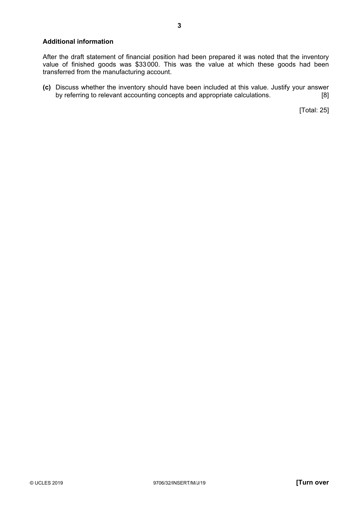 Cambridge A Level Accounting 9706 2019 May/June Paper 3 · Variant 2 question paper, page 3 of 12
