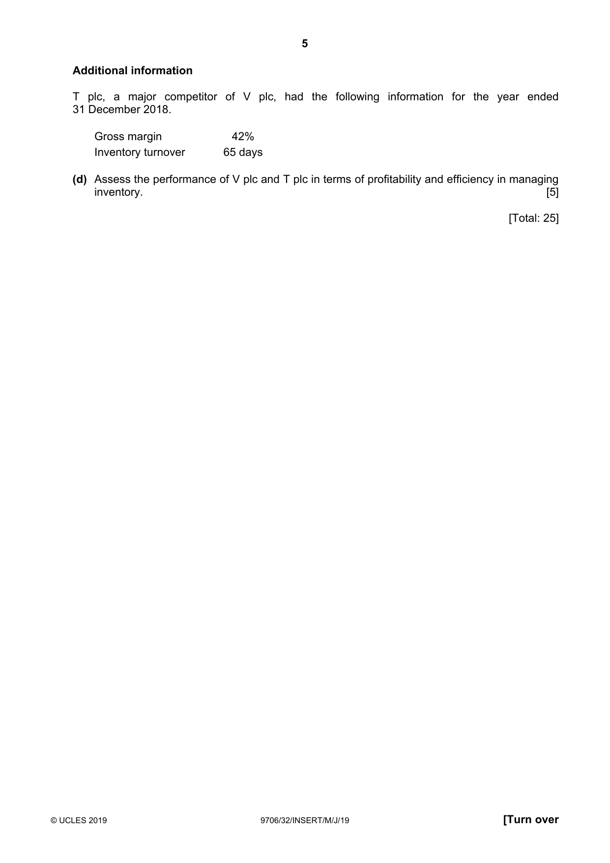 Cambridge A Level Accounting 9706 2019 May/June Paper 3 · Variant 2 question paper, page 5 of 12