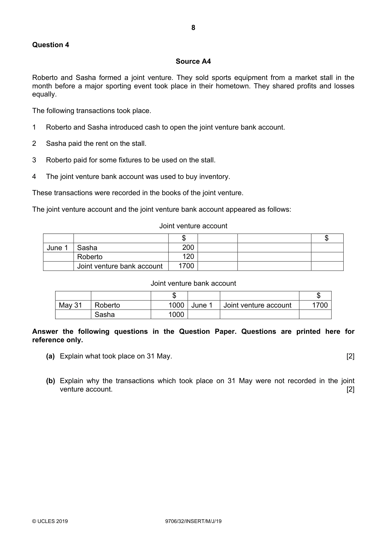 Cambridge A Level Accounting 9706 2019 May/June Paper 3 · Variant 2 question paper, page 8 of 12