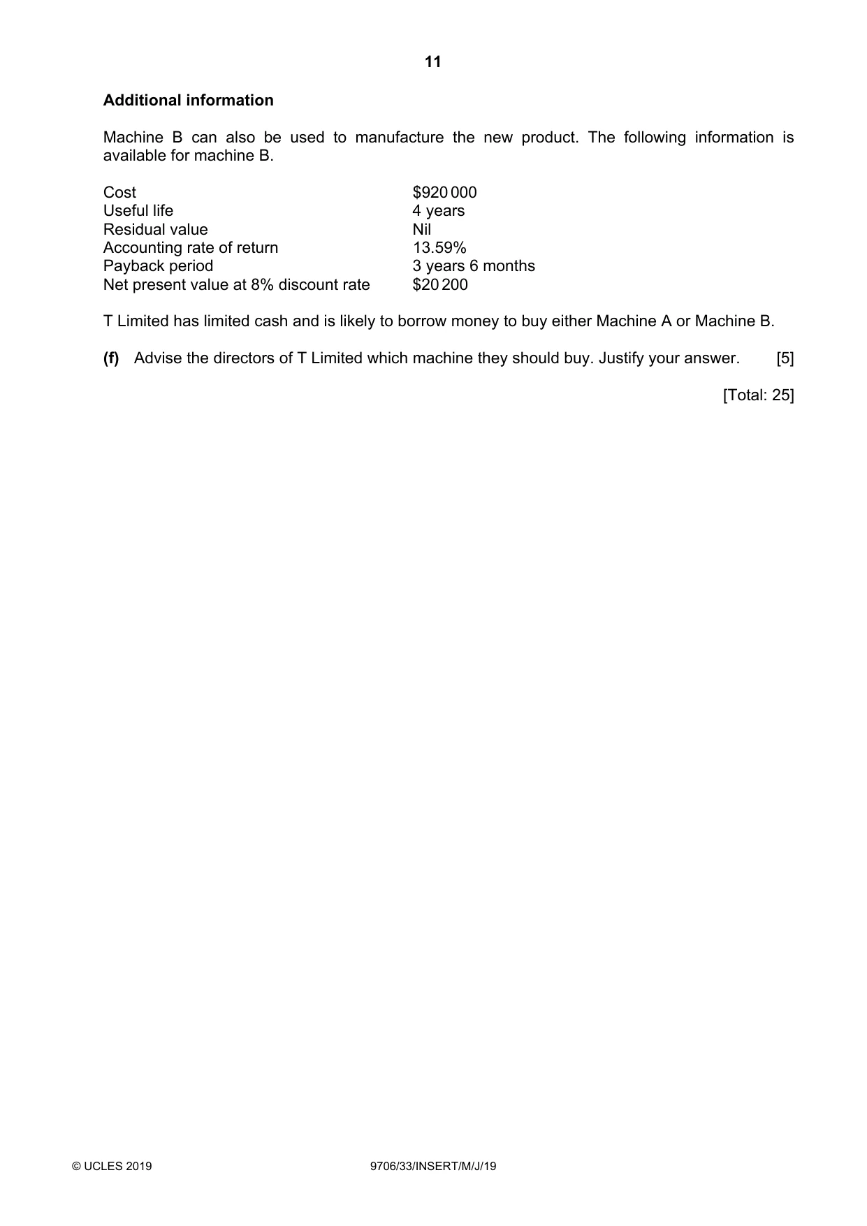 Cambridge A Level Accounting 9706 2019 May/June Paper 3 · Variant 3 question paper, page 11 of 12