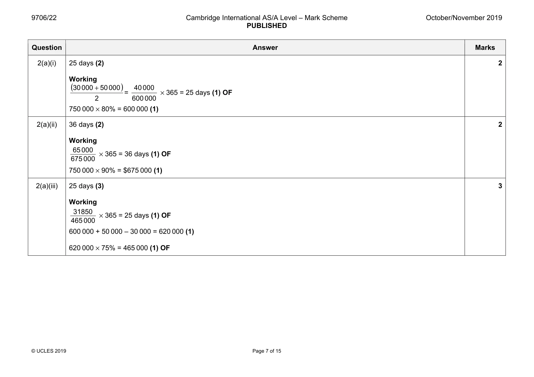 Mark scheme, page 7 of 15