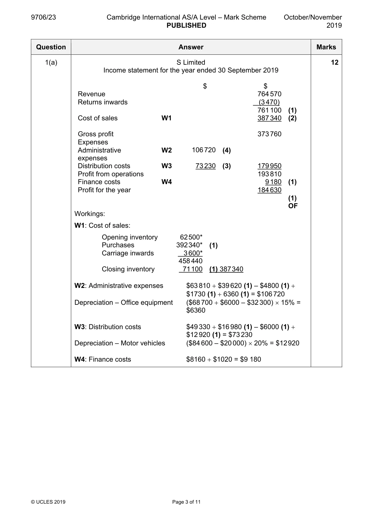 Mark scheme, page 3 of 11