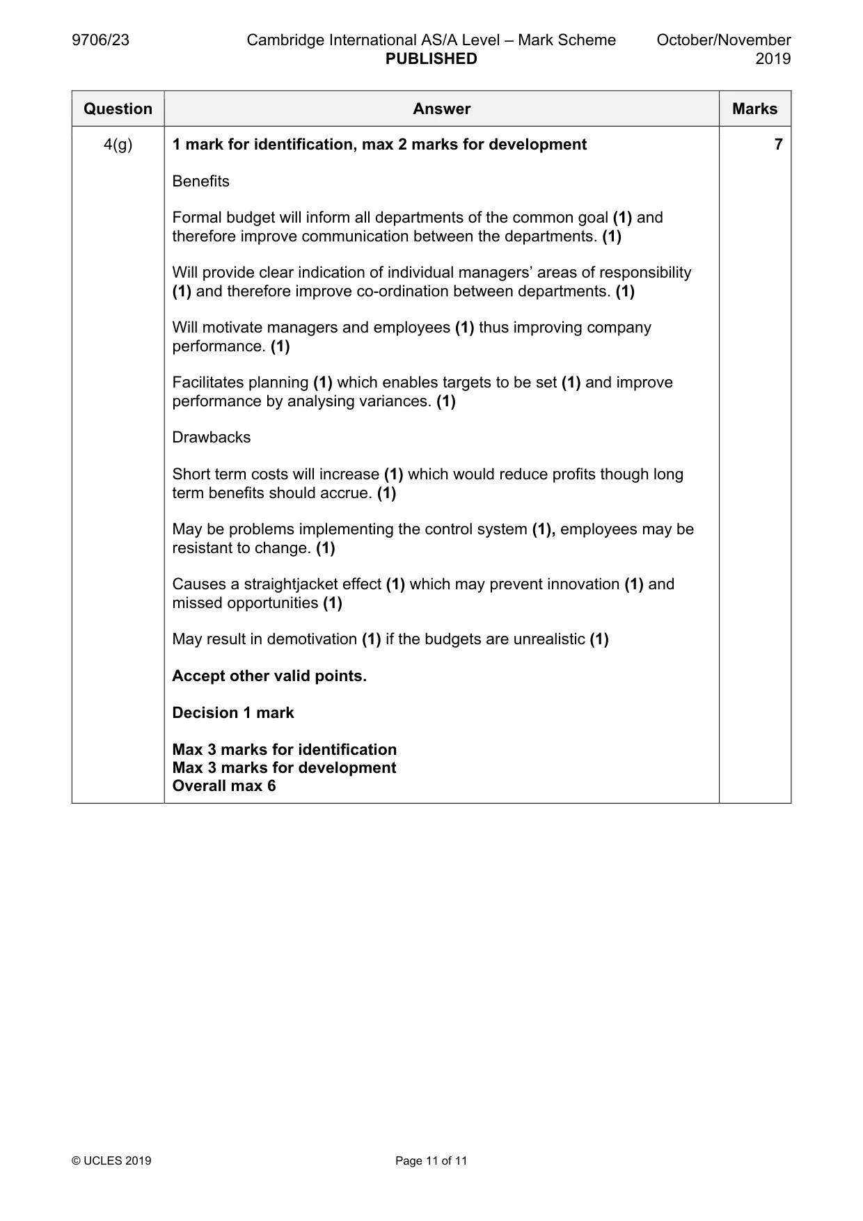 Mark scheme, page 11 of 11