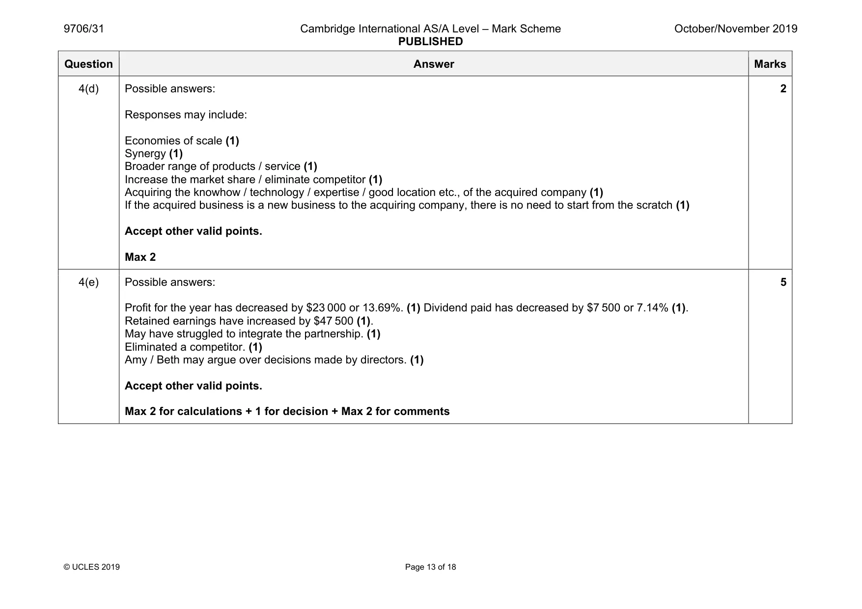 Mark scheme, page 13 of 18