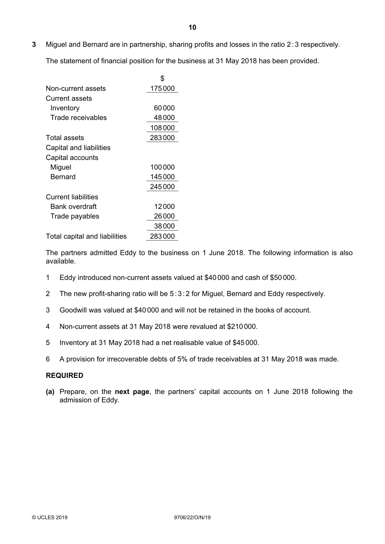Cambridge A Level Accounting 9706 2019 Oct/Nov Paper 2 · Variant 2 question paper, page 10 of 20