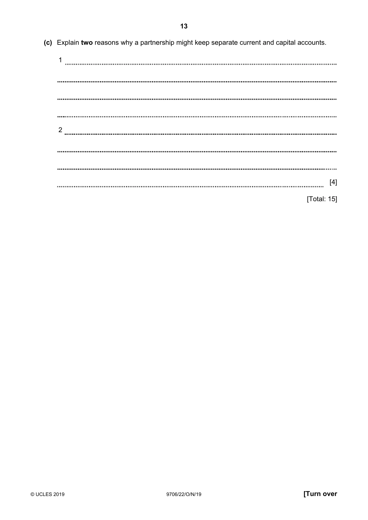 Cambridge A Level Accounting 9706 2019 Oct/Nov Paper 2 · Variant 2 question paper, page 13 of 20