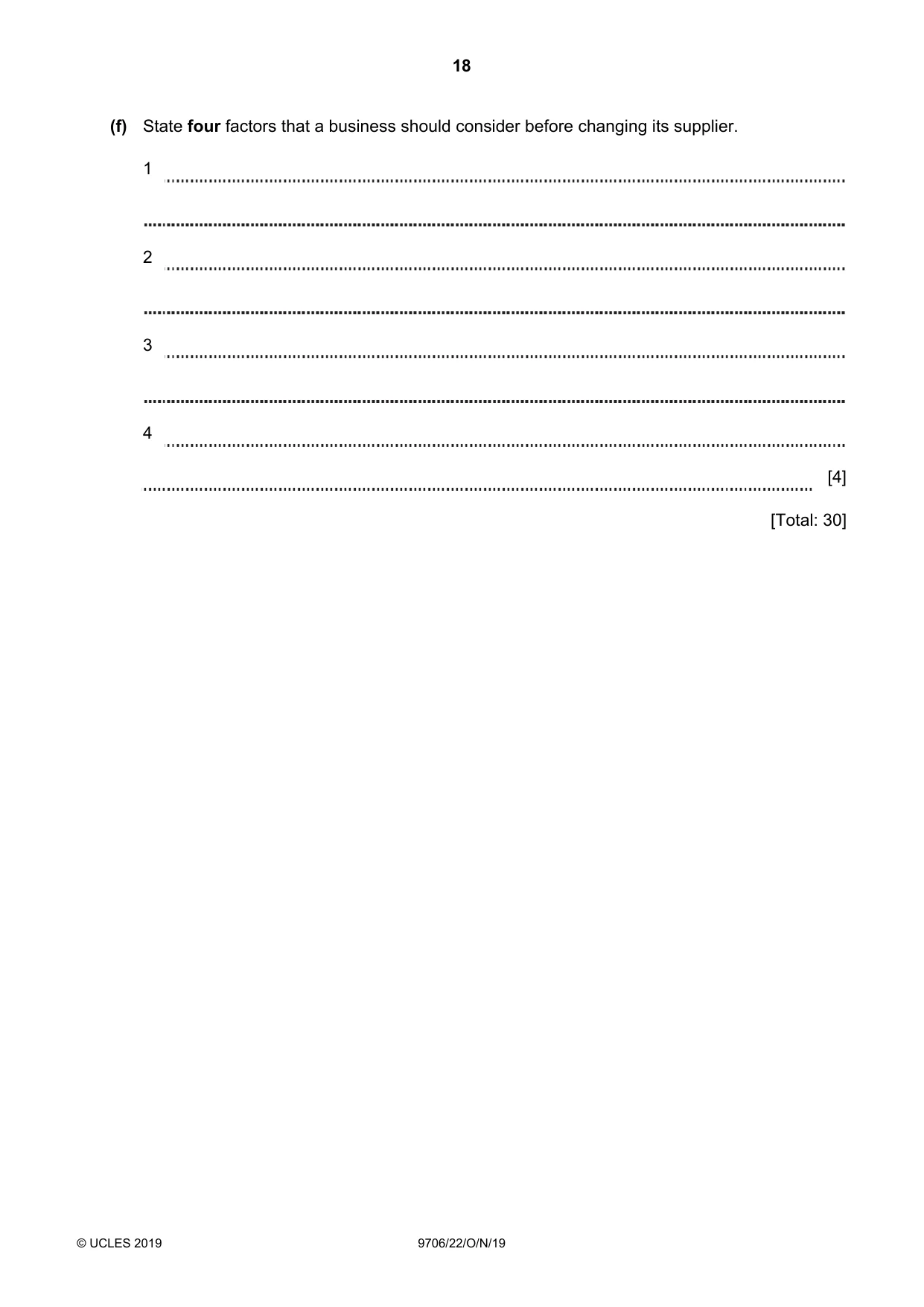 Cambridge A Level Accounting 9706 2019 Oct/Nov Paper 2 · Variant 2 question paper, page 18 of 20