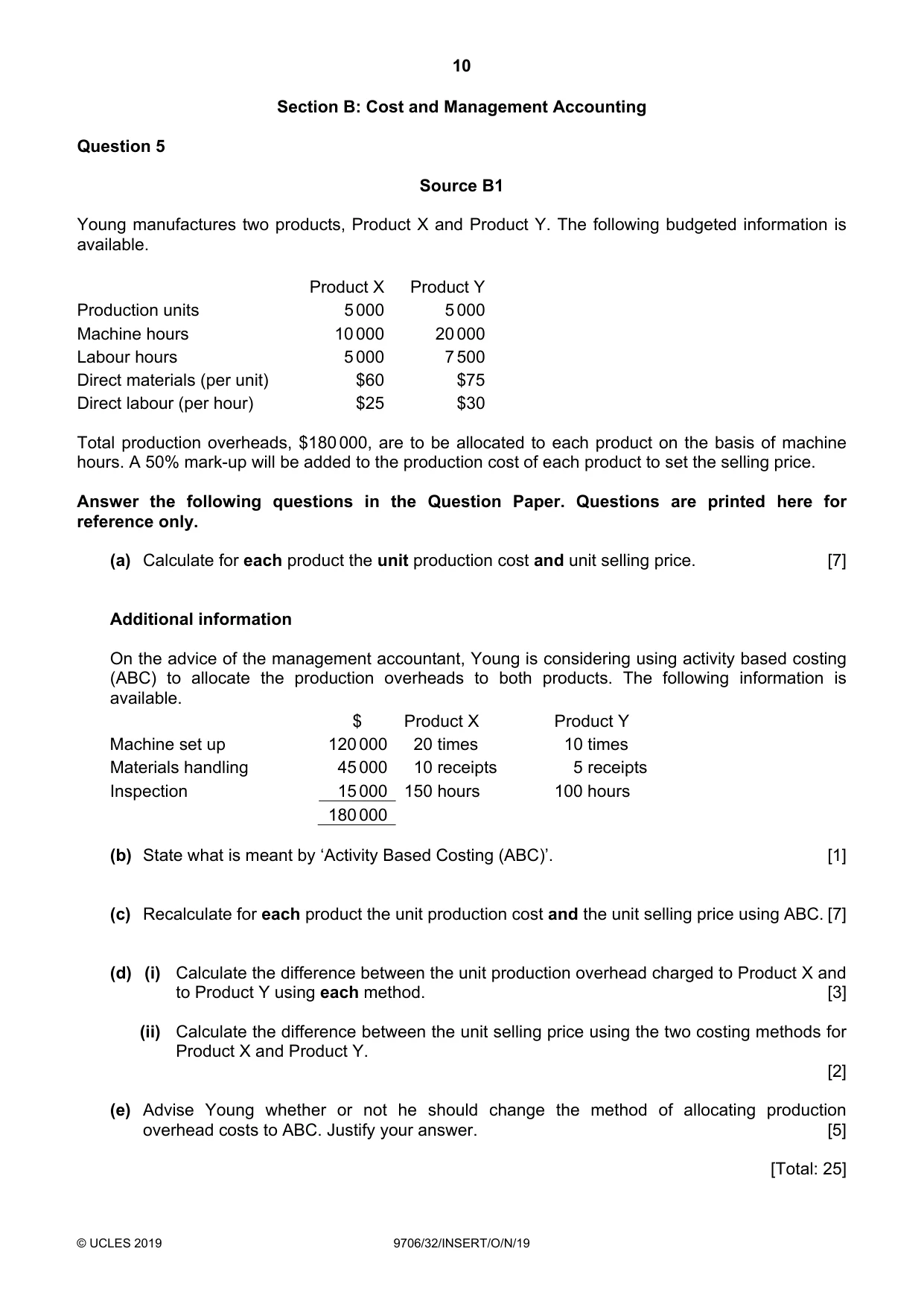 Cambridge A Level Accounting 9706 2019 Oct/Nov Paper 3 · Variant 2 question paper, page 10 of 12