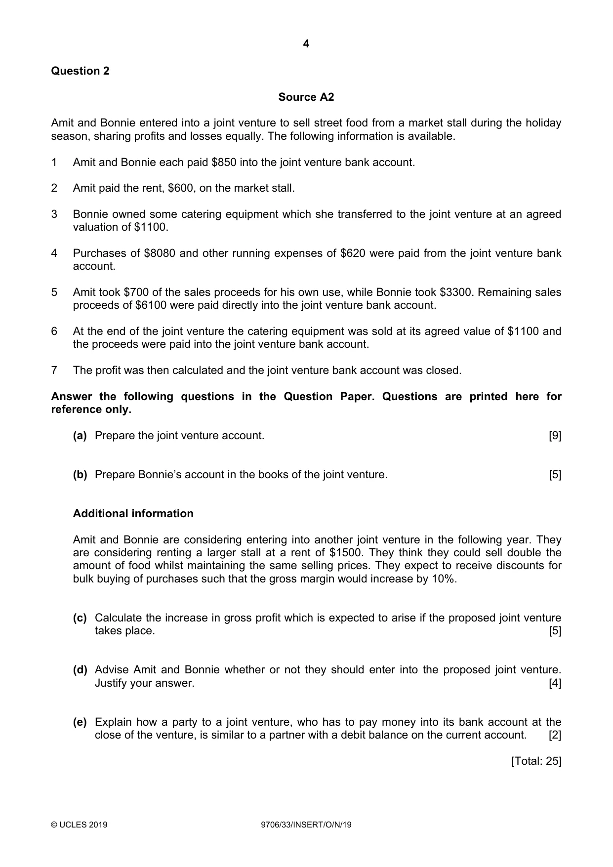Cambridge A Level Accounting 9706 2019 Oct/Nov Paper 3 · Variant 3 question paper, page 4 of 12