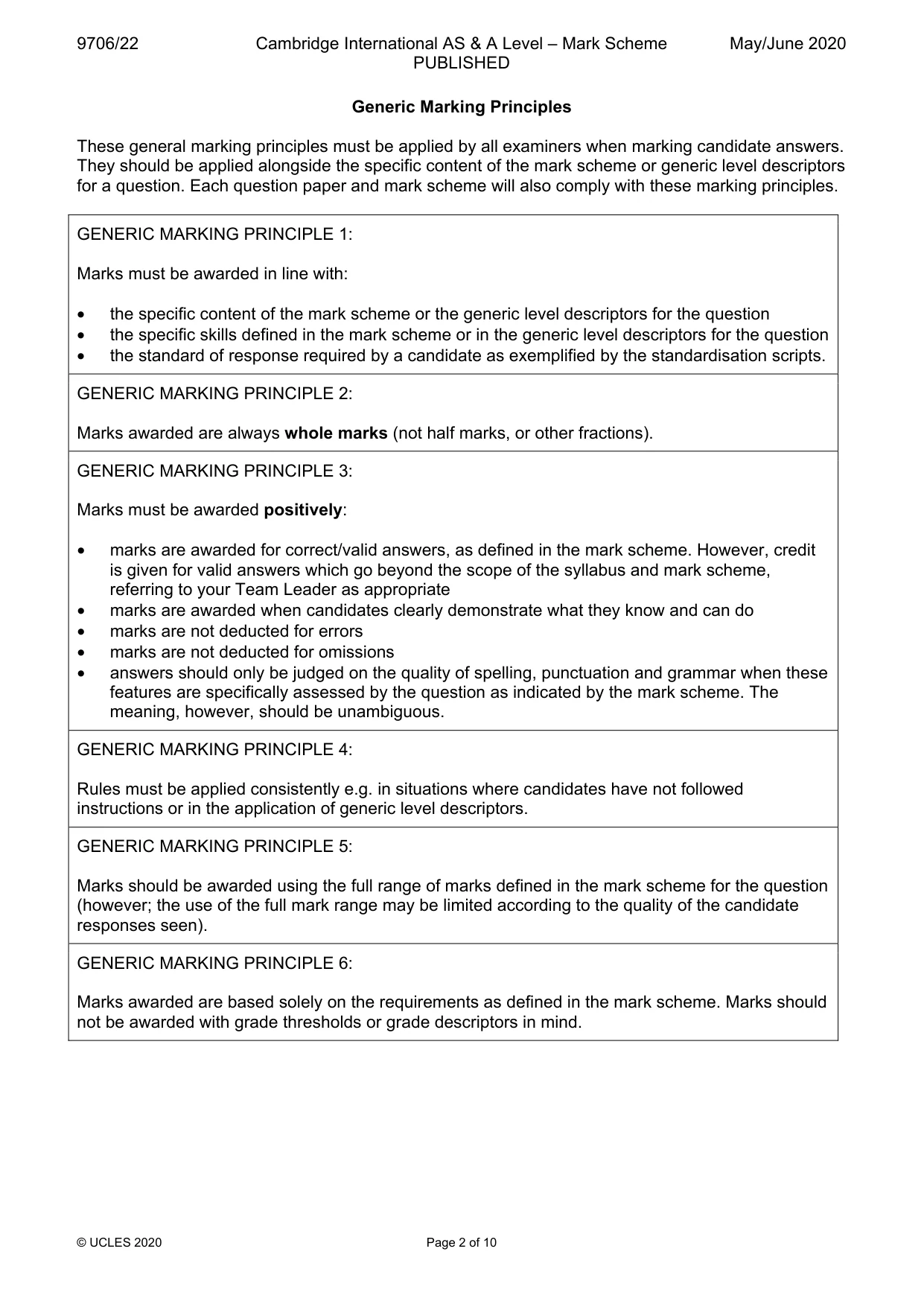 Mark scheme, page 2 of 10